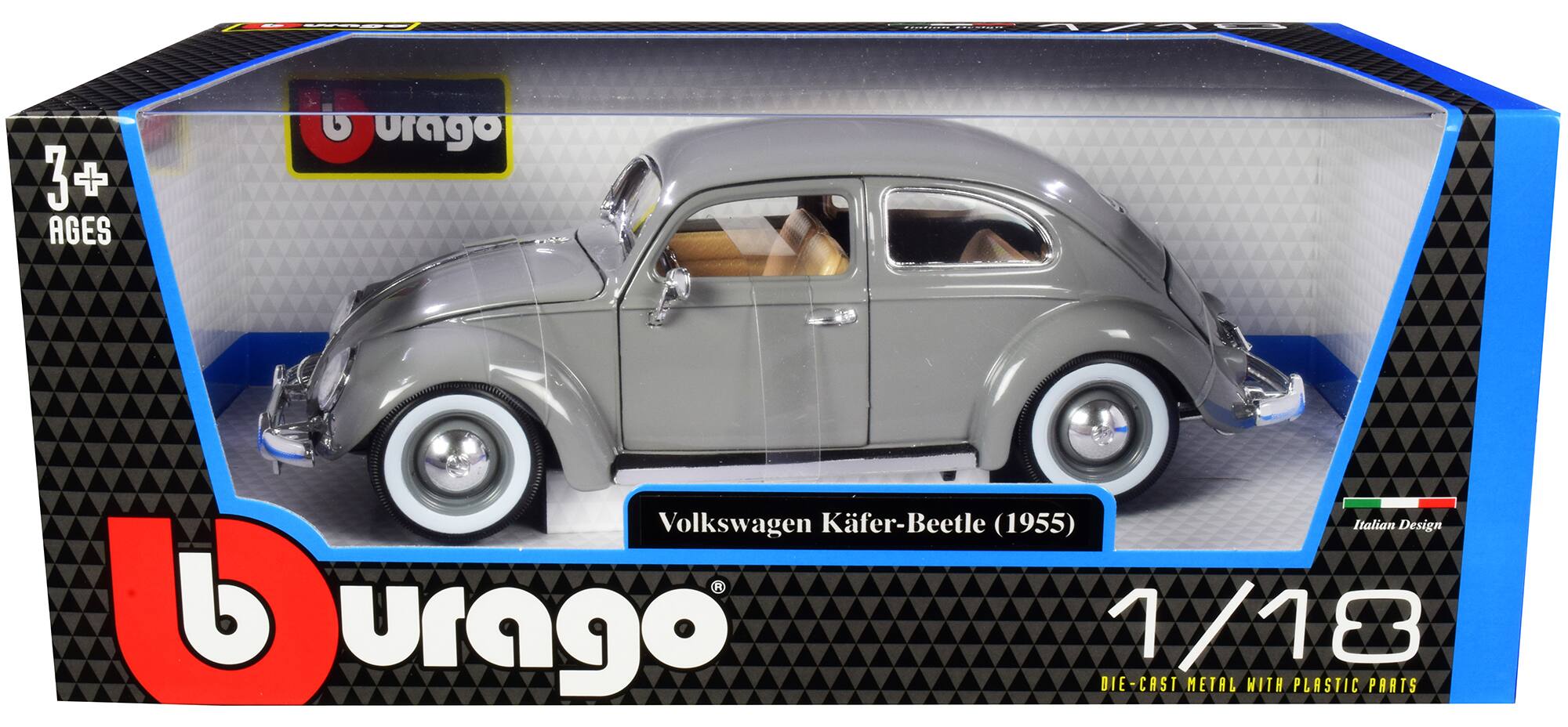 3+ AGES

burago

Volkswagen Käfer-Beetle (1955)

Italian Design

1/18

DIE-CAST METAL WITH PLASTIC PARTS
