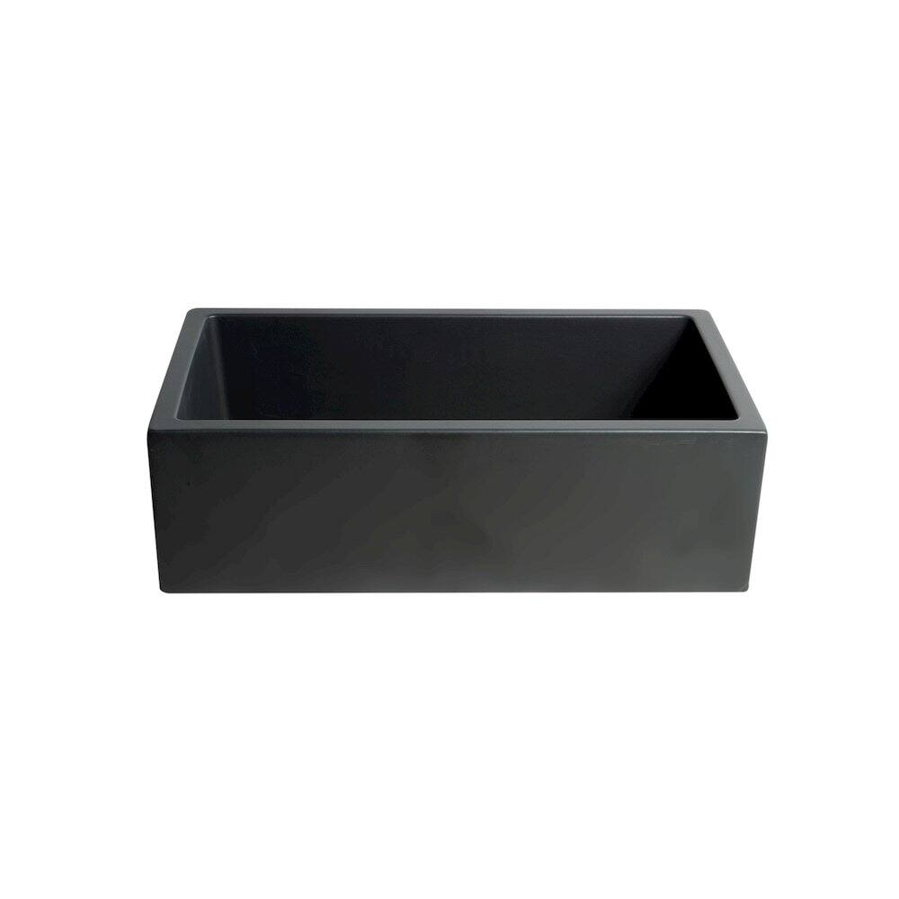 Alt View 5. Alfi - ALFI brand 33 Black Matte Reversible Smooth / Fluted Single Bowl Fireclay Farm Sink - Black.