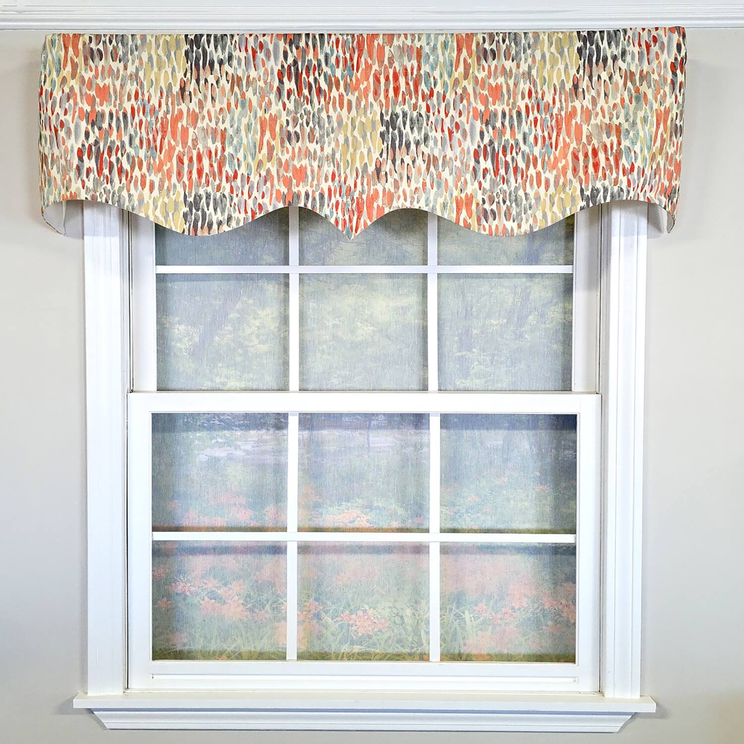 Angle. RLF Home - RLF Home 100% Cotton Dazzle Regal With Poly/Cotton Ivory lining Rod Pocket Valance 50" x 17" Gray - Gray.
