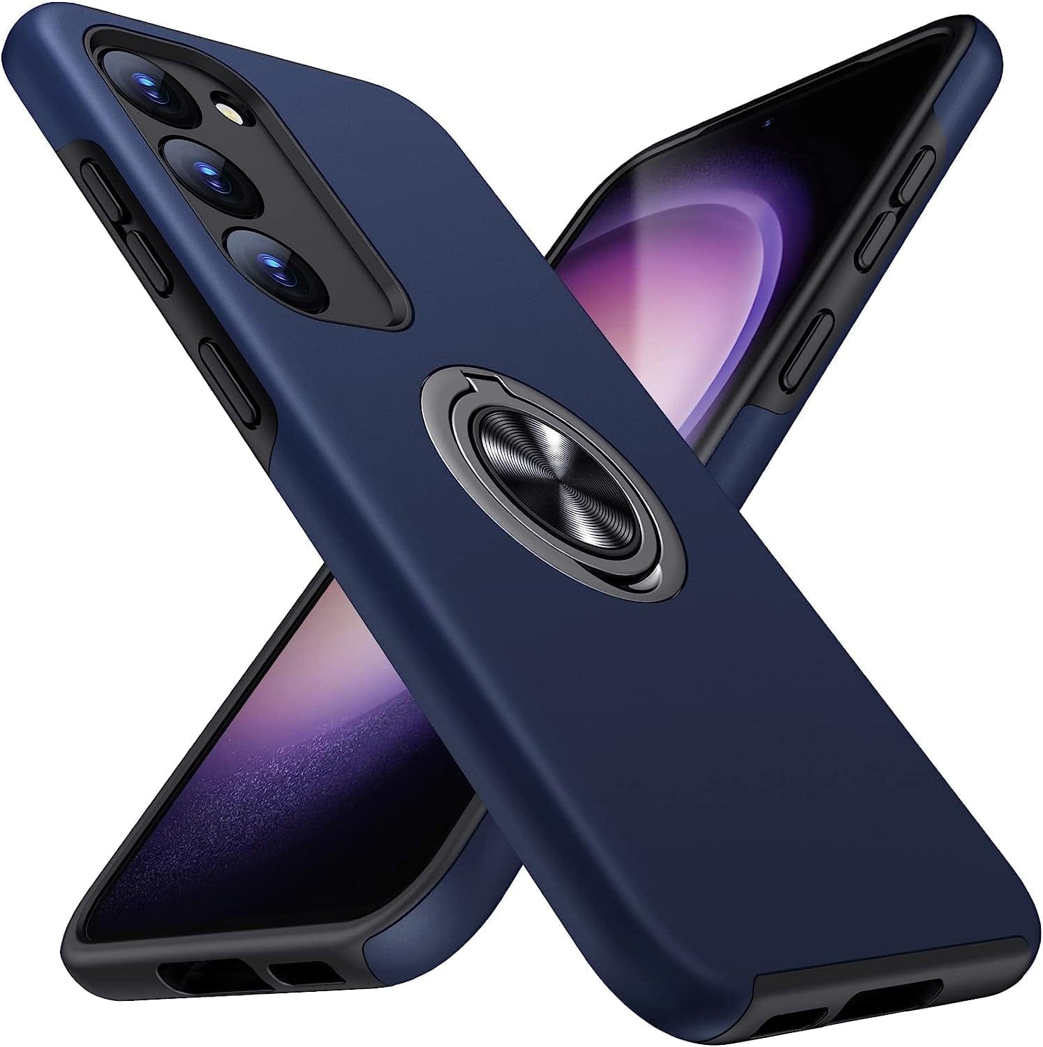 Front. Entronix - Enronix Protective Case for Samsung Galaxy S24 Plus with 360° Kickstand Grip - Navy.