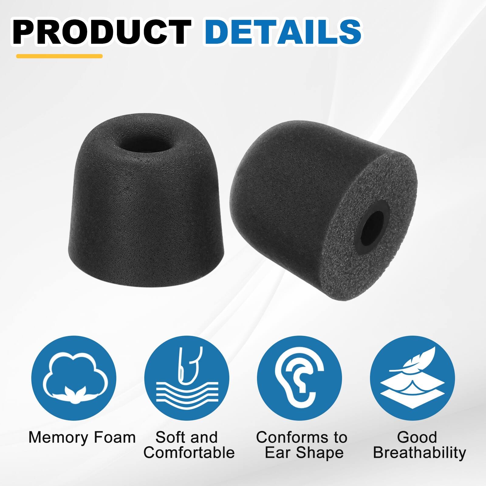 PRODUCT DETAILS

- Memory Foam
- Soft and Comfortable
- Conforms to Ear Shape
- Good Breathability