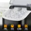 The text on the image can be grouped and corrected as follows:

1. Ice Full: The ice maker is full of ice.
2. Add Water: The ice maker needs water to produce more ice.
3. 6 Mins: It takes 6 minutes for the ice maker to make ice.
4. 34 lbs: The ice maker can produce 34 pounds of ice per day.
5. Fast Ice Making: The ice maker makes ice quickly.
6. Ice/Clean Per Day: The ice maker can produce and clean ice per day.
7. 0.3 Gallon Water Tank: The ice maker has a 0.3 gallon water tank.
8. 1.8 lbs Ice Basket: The ice maker can hold 1.8 pounds of ice in its basket.
