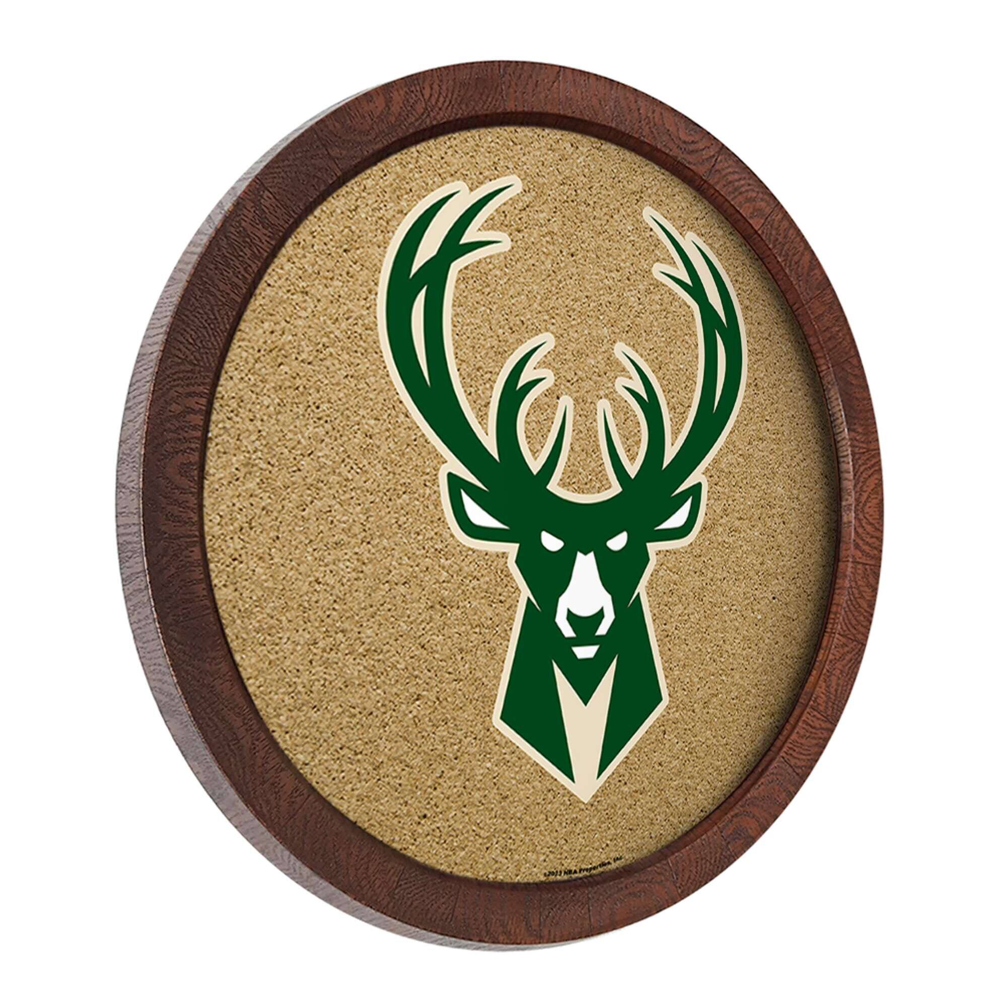 Alt View 1. The Fan-Brand - Milwaukee Bucks 20.25'' Round Faux Barrel Framed Cork Board - Multicolor.