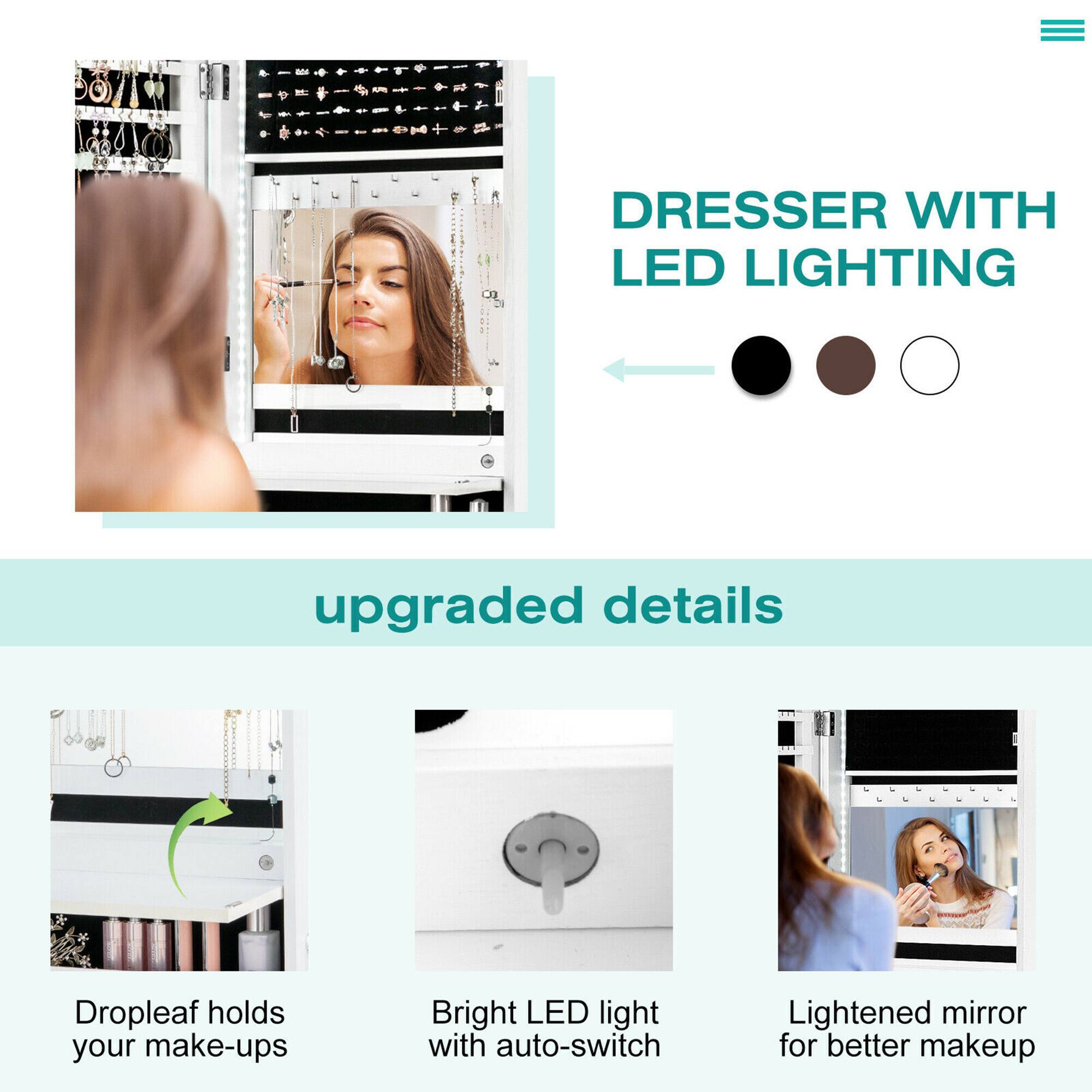 DRESSER WITH LED LIGHTING

upgraded details

- Dropleaf holds your make-ups
- Bright LED light with auto-switch
- Lightened mirror for better makeup