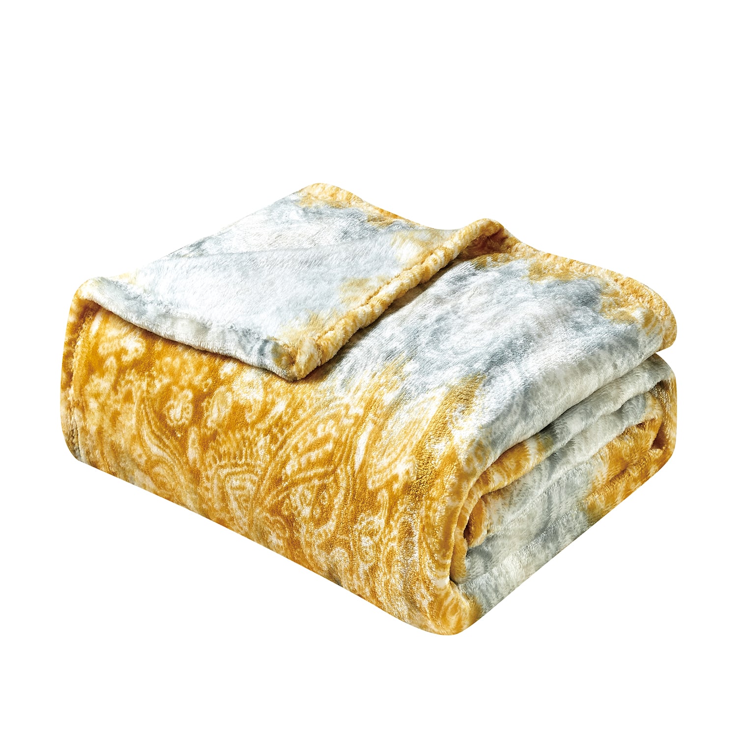 Noble House - Plazatex Cillia All Season Plush Decorative Throw Blanket 50" x 60" - Grey & Yellow