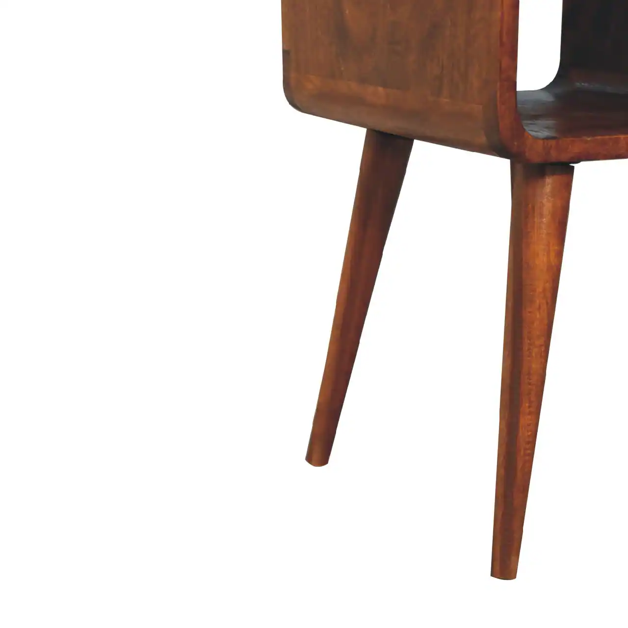 Alt View 4. Artisan Furniture - Artisan Furniture Solid Wood Mini Chestnut Curve Lower Nightstand, 1 Drawer, 1 Open-slot, Nordic legs, Brown - Chestnut.