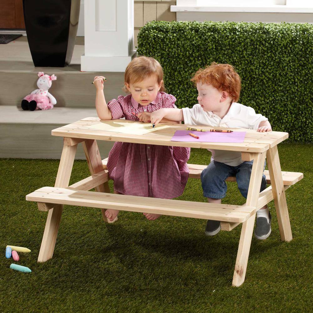 Alt View 2. Turtleplay - Wooden Kids Picnic Table - Beige.