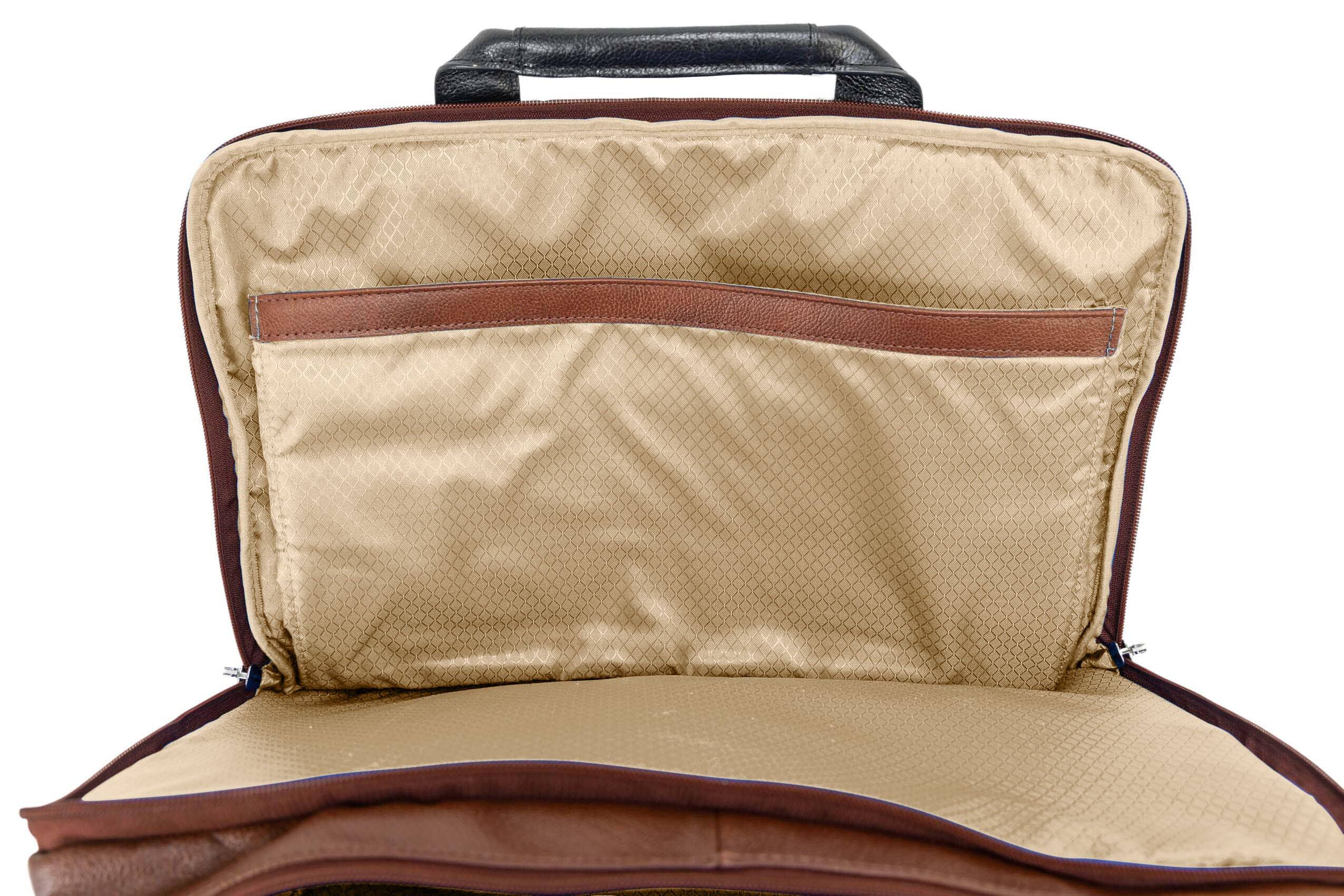 Alt View 6. McKleinUSA - 17-inch Laptop & Tablet Briefcase, Pebble-Grain Calfskin Leather, Dual-Compartment, Padded Sleeve, Lockable Zippers - Brown.