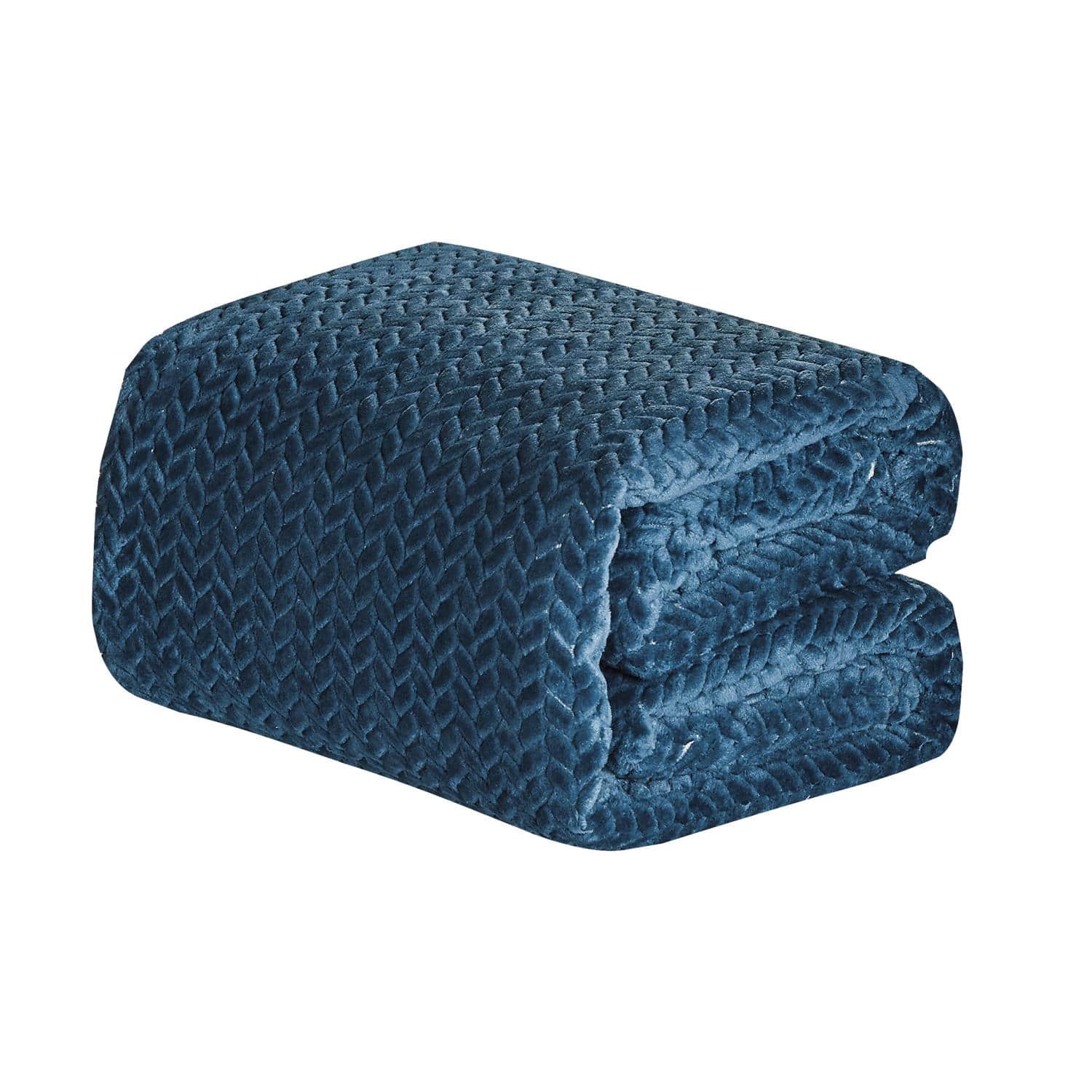 Noble House - Plazatex Chevron Plush All Season Decorative Throw Blanket 50" x 70" - Navy