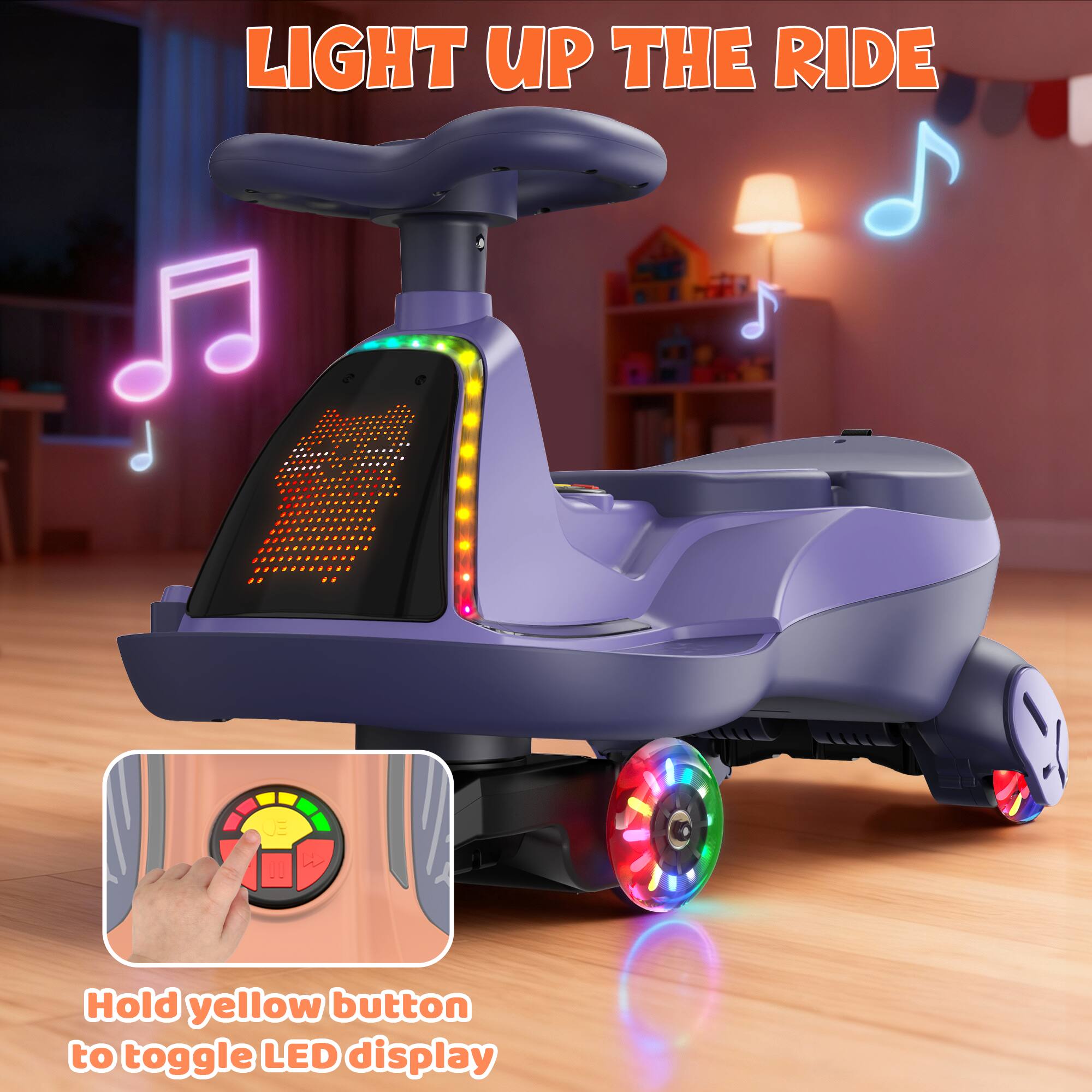 LIGHT UP THE RIDE

Hold yellow button to toggle LED display