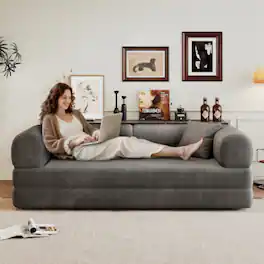 LUCKY ONE - 78.8" Compression Convertible Floor Sofa Bed w/ Pillow Back Support Armrest No Assembly - Gray