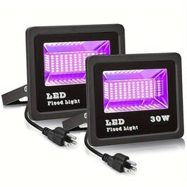 Homemark - 2-Pack 30W LED Black Light Flood Lights with Plug, IP66 Waterproof Halloween Decorations