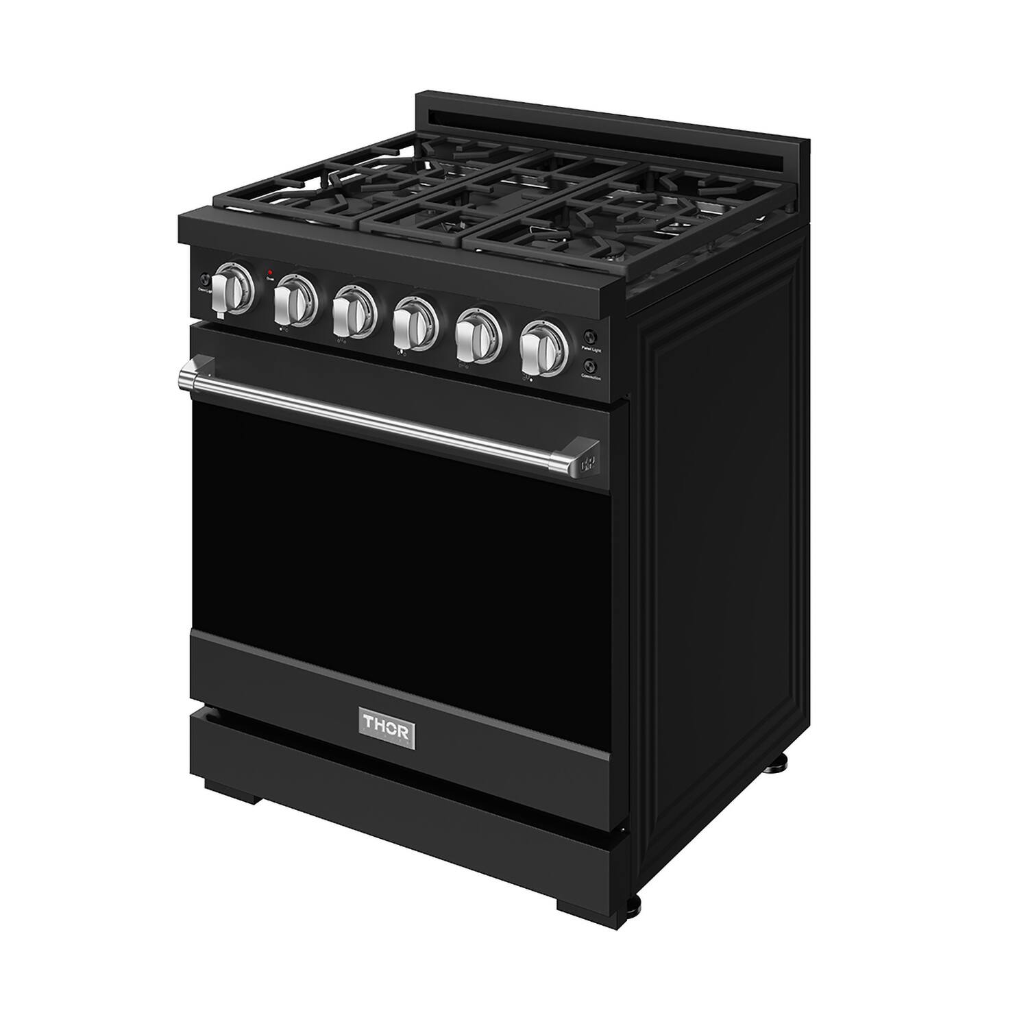 Left. Thor Kitchen - Gordon Ramsay Series by Thor Kitchen 4.55 Cu. Ft Freestanding Liquid Propane Gas Range with Stainless Steel Hardware - Black.