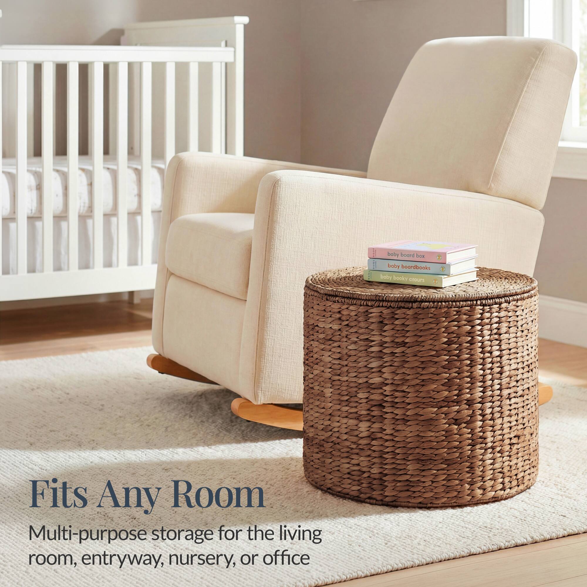 A Eoby bourd bee boby boardbooks baby booky crours

Fits Any Room
Multi-purpose storage for the living room, entryway, nursery, or office