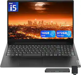 Lenovo - V15 G4 15.6" FHD Laptop,Intel i5-13420H,16GB RAM,512GB SSD+160GB Docking Station Set,UHD Graphics,Win 11 - Black