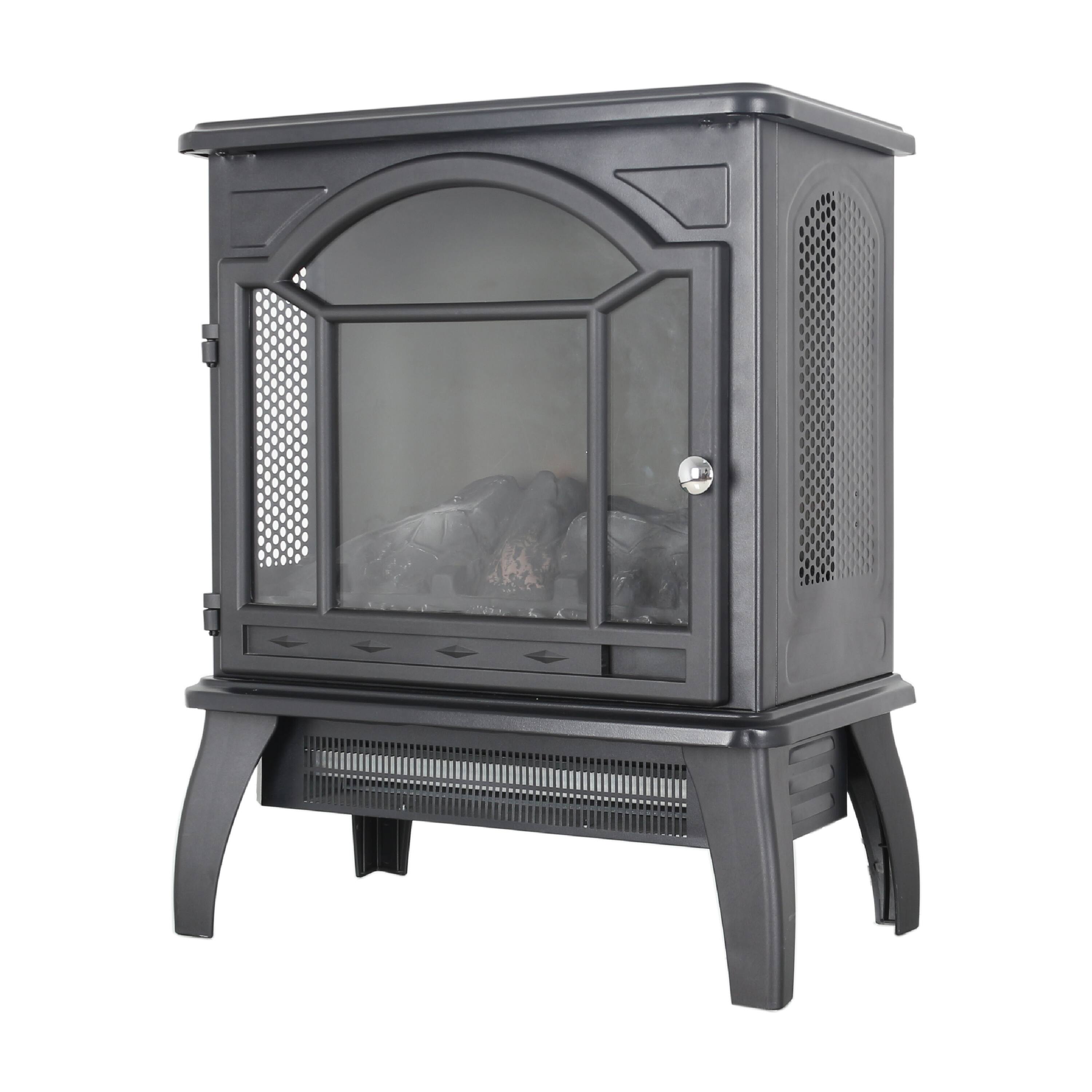 Alt View 5. GOODSILO - 18"" Electric Infrared Quartz Fireplace Stove with Remote - Freestanding Design - Antique Black.