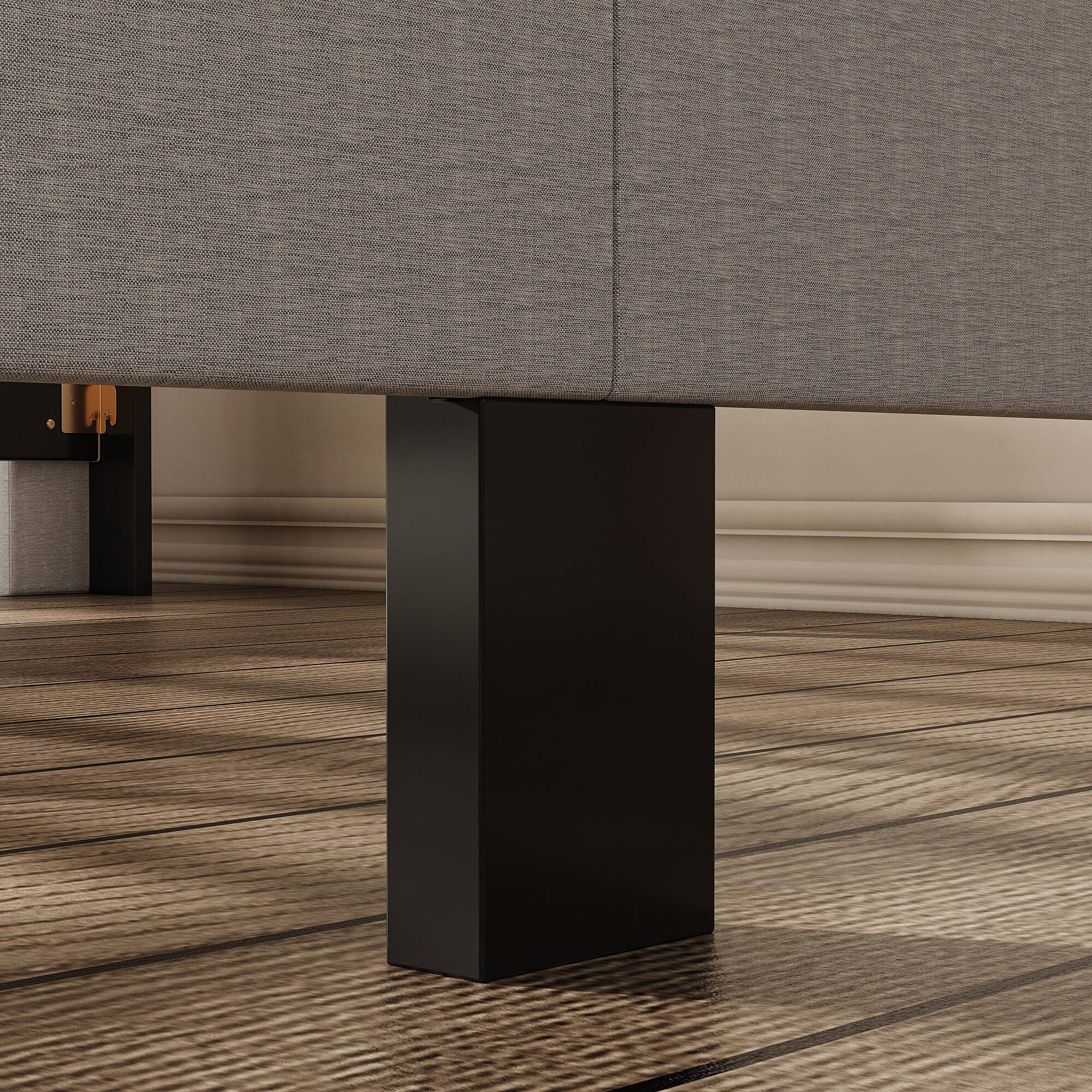 Alt View 6. Famapy - Famapy Upholstered Bed Frame: Tufted Headboard, Reinforced Slats & Quiet Stability - Gray.