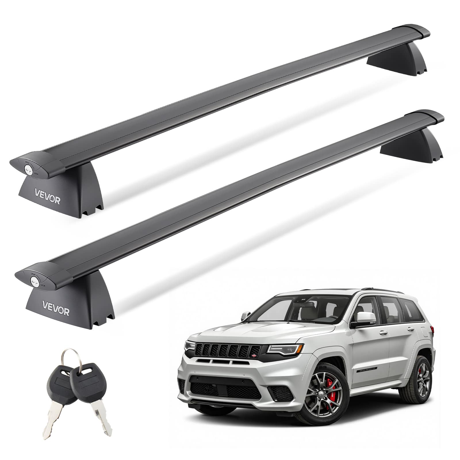 VEVOR - Roof Rack Cross Bars, Fits Jeep Grand Cherokee 2014-2023 or 2011-2021 (With Grooved Side Rails), 200 LBS Capacity - Black price history on PriceWatchPro