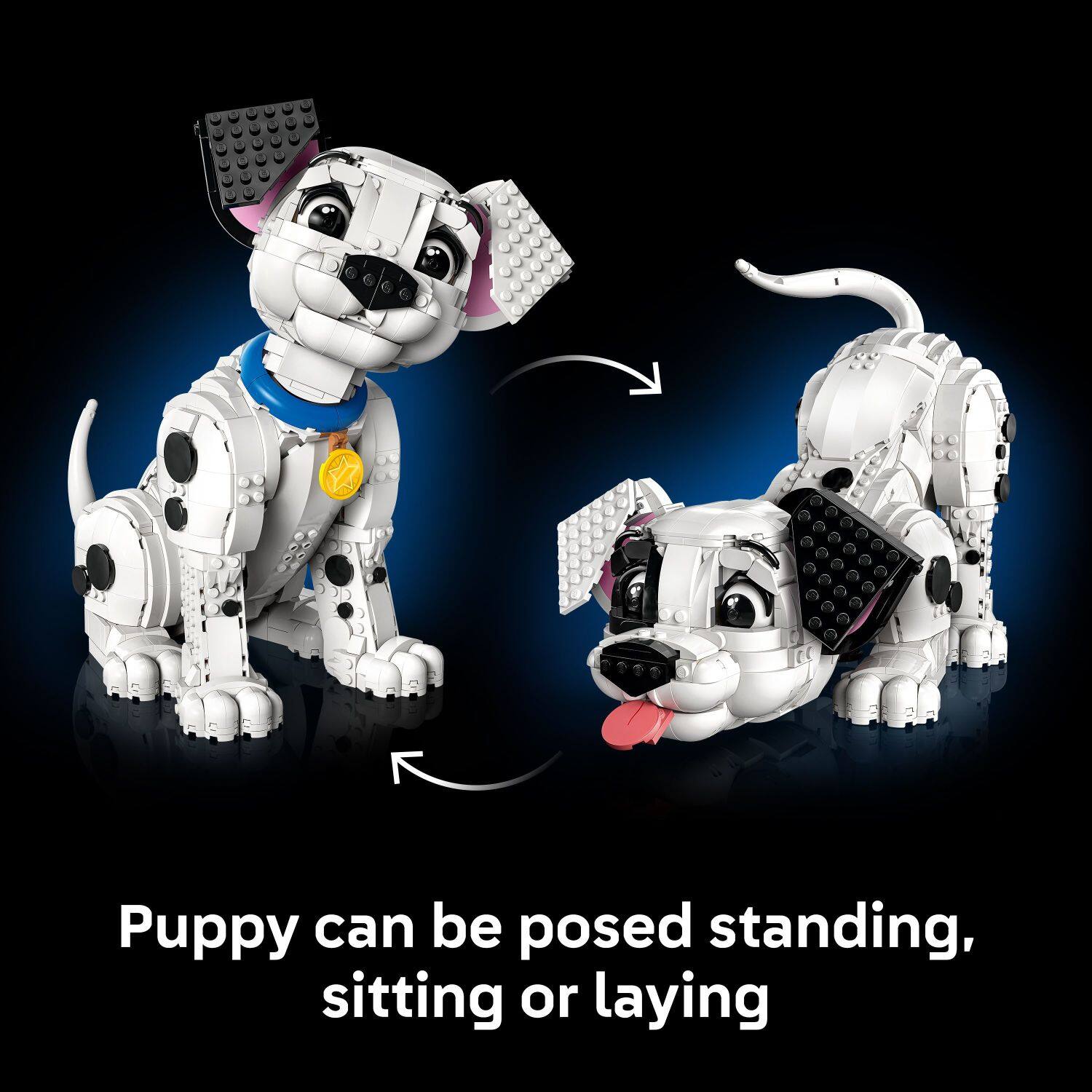 Puppy can be posed standing, sitting or laying.