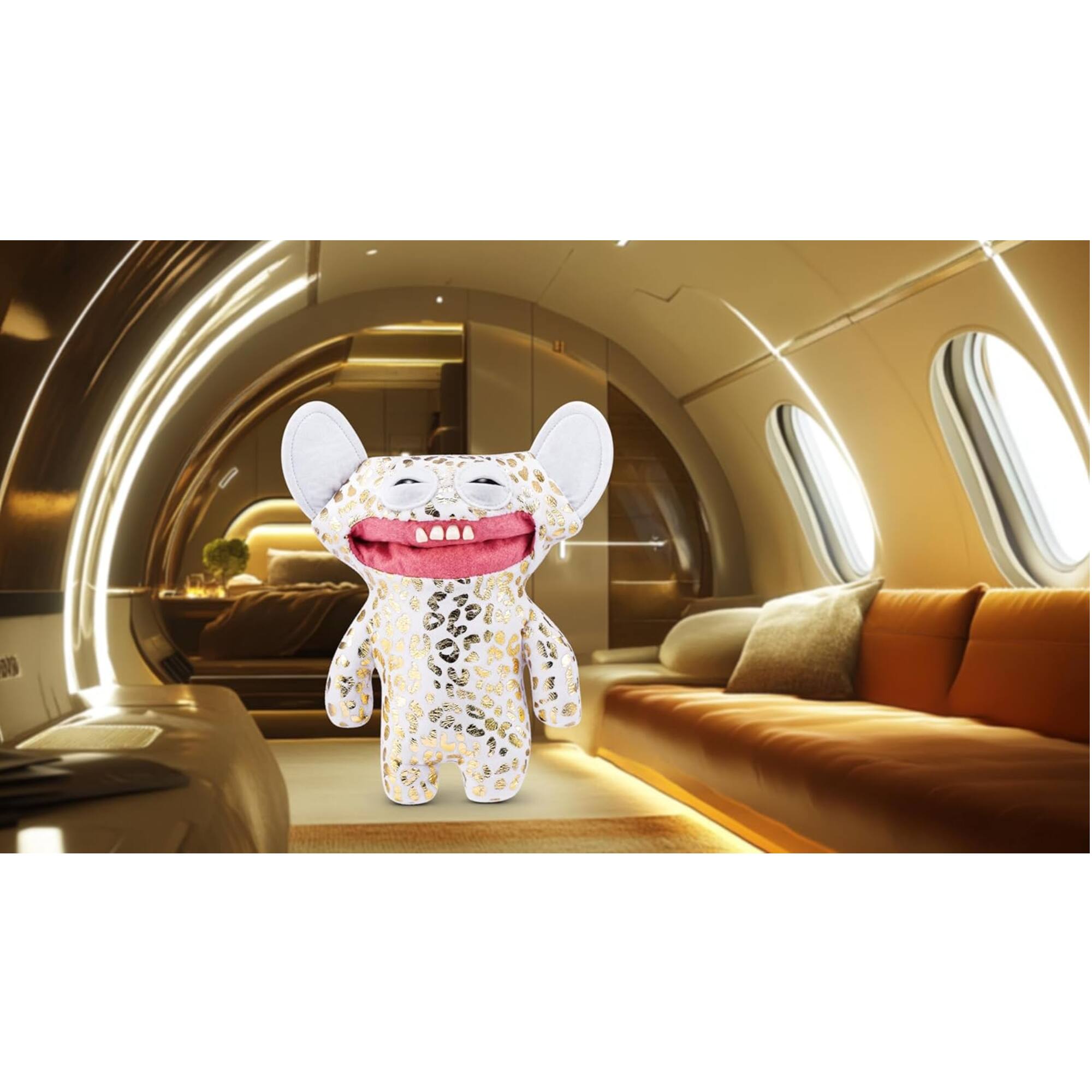 Alt View 1. Fuggler - Fuggler Gold Fuggs by ZURU Funny Ugly Monster, Plush, Collectible, Toy (Grin Grin - Leopard Fleece with Gold foil Print) - Assorted Pre-Pack.