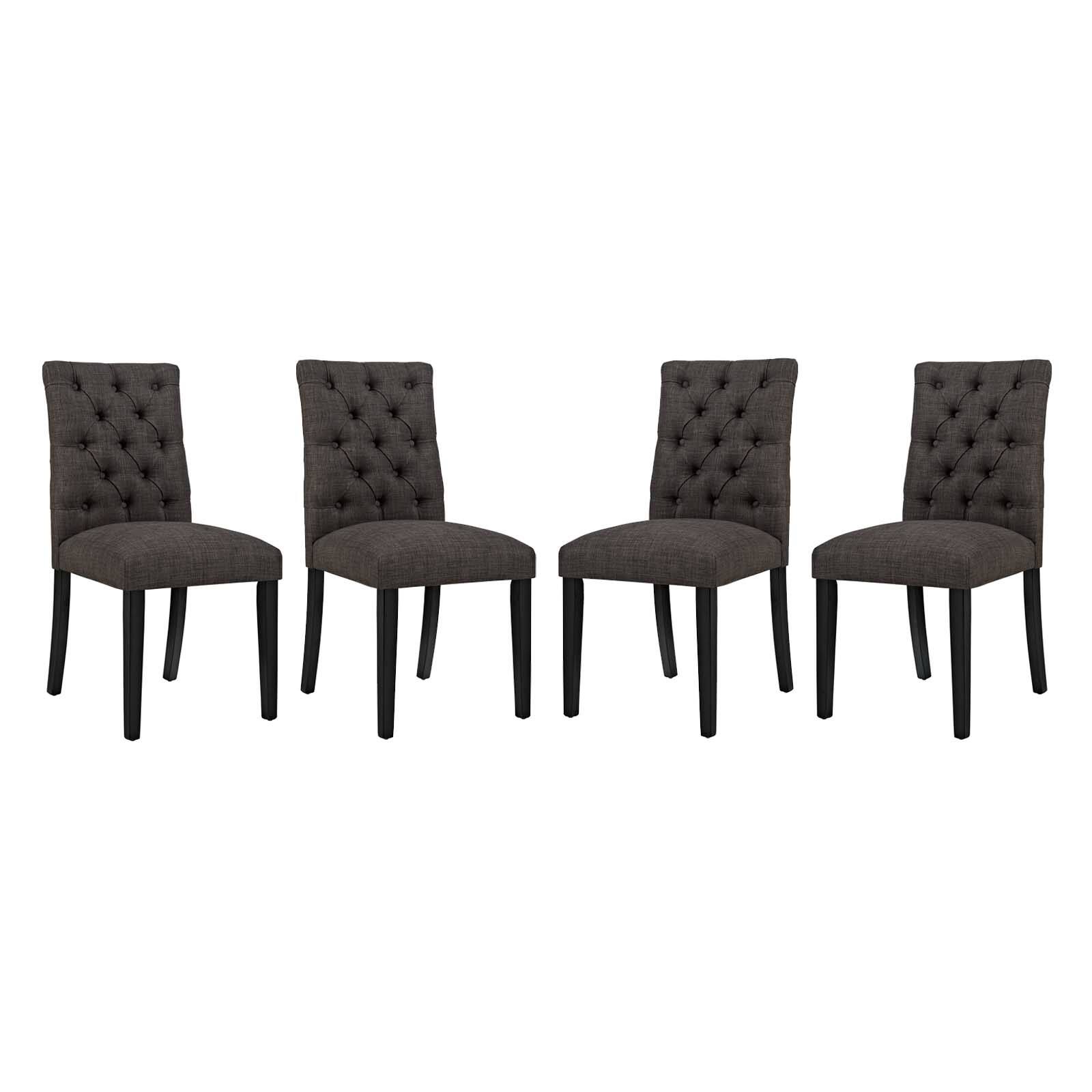 Duchess Fabric Dining Chair Set of 4 by Modway - Brown