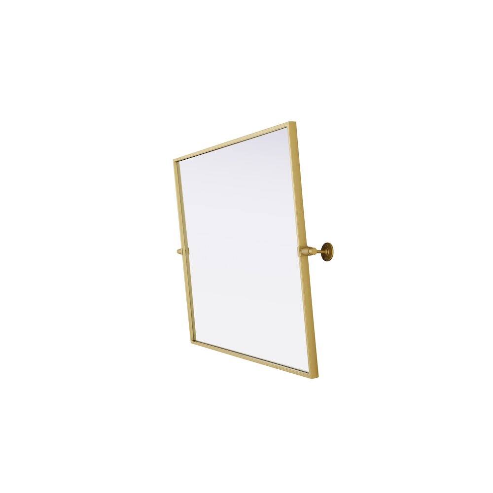 Back. Elegant Kitchen and Bath - Amoura 27X30 Pivot Mirror In Brass - Brass.