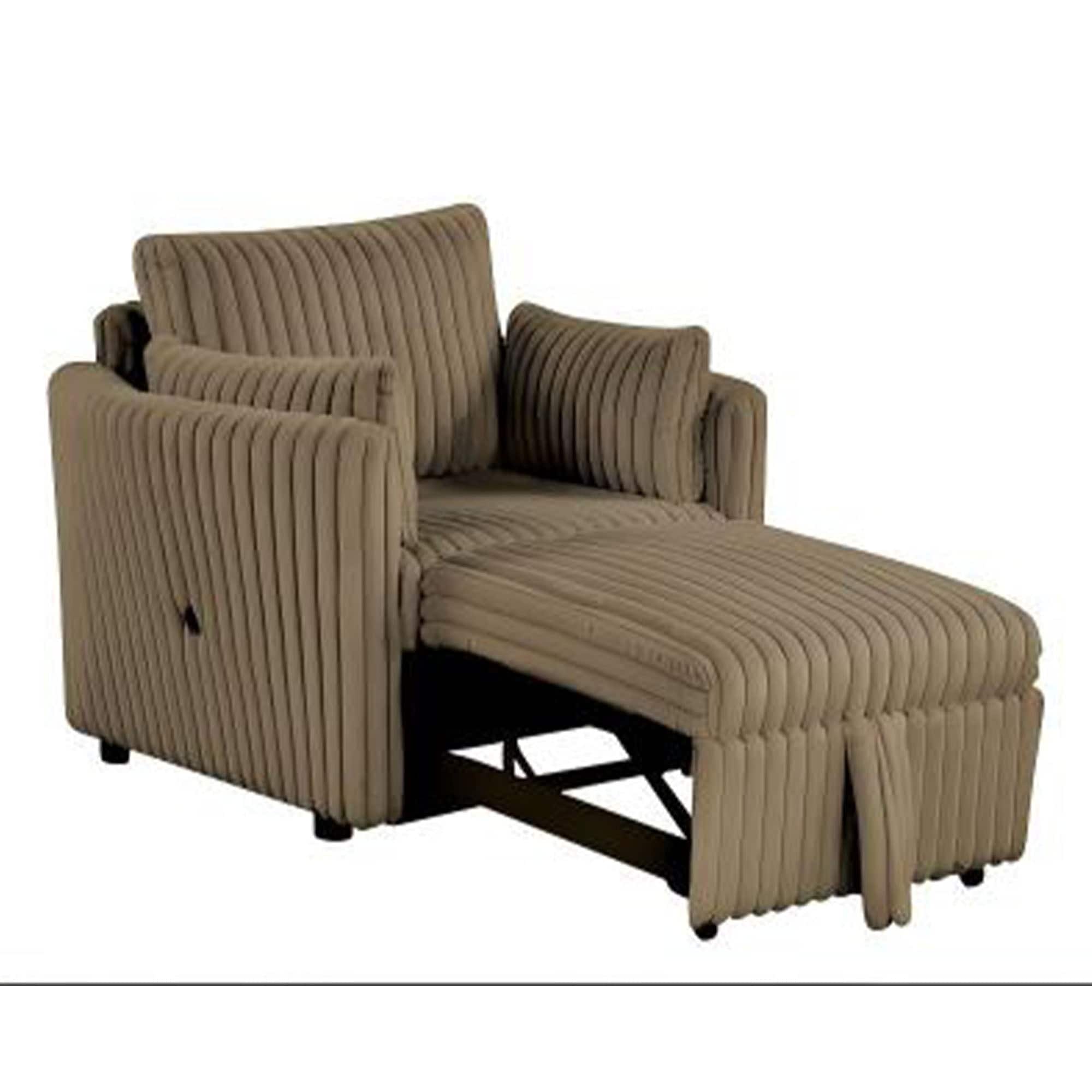 Front. Boyel Living - Fabric Pullout Sleeper Sofa Bed, [Size] Convertible Couch with USB Port and Pillows - Brown.