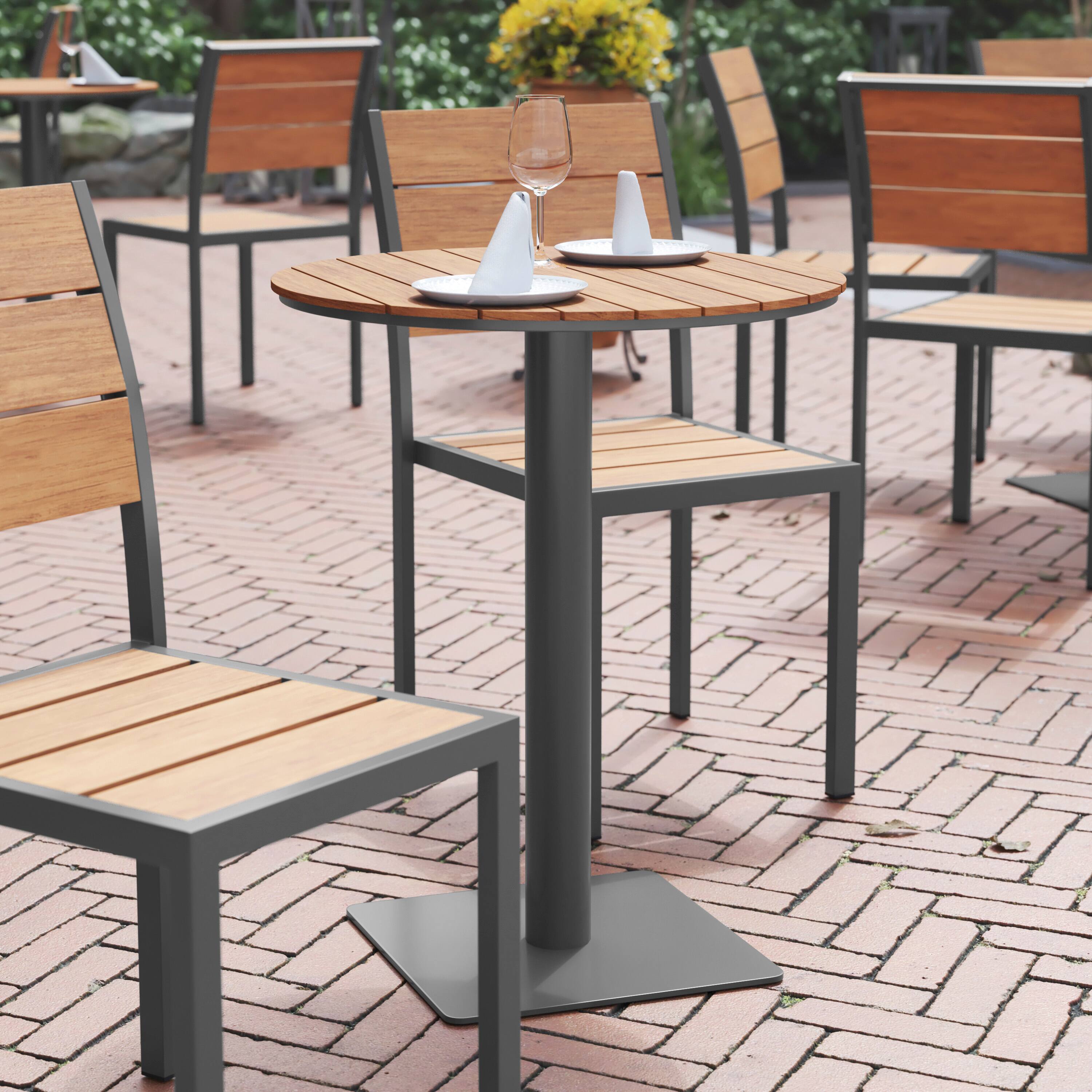 Alt View 1. Flash Furniture - Finch Commercial Grade Round 24" Table with Faux Teak Poly Slats and Steel Frame, Natural/Gray - Natural.