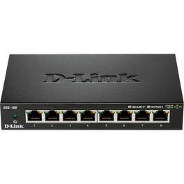 D-Link - DGS-108 Ethernet Switch - 8 Ports - 2 Layer Supported - 4.62 W Power Consumption - Twisted Pair - Desktop - 3 - Unknown