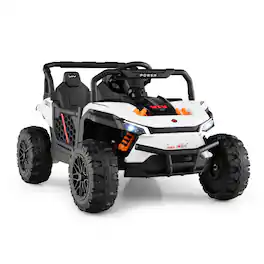 SlickBlue - Off-Road 12V Kids Ride-On UTV Truck with Remote and LED Lighting - White