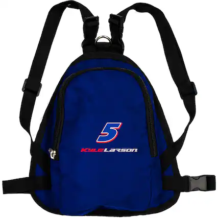 Front. Little Earth - Kyle Larson Mini Pet Backpack - Blue.