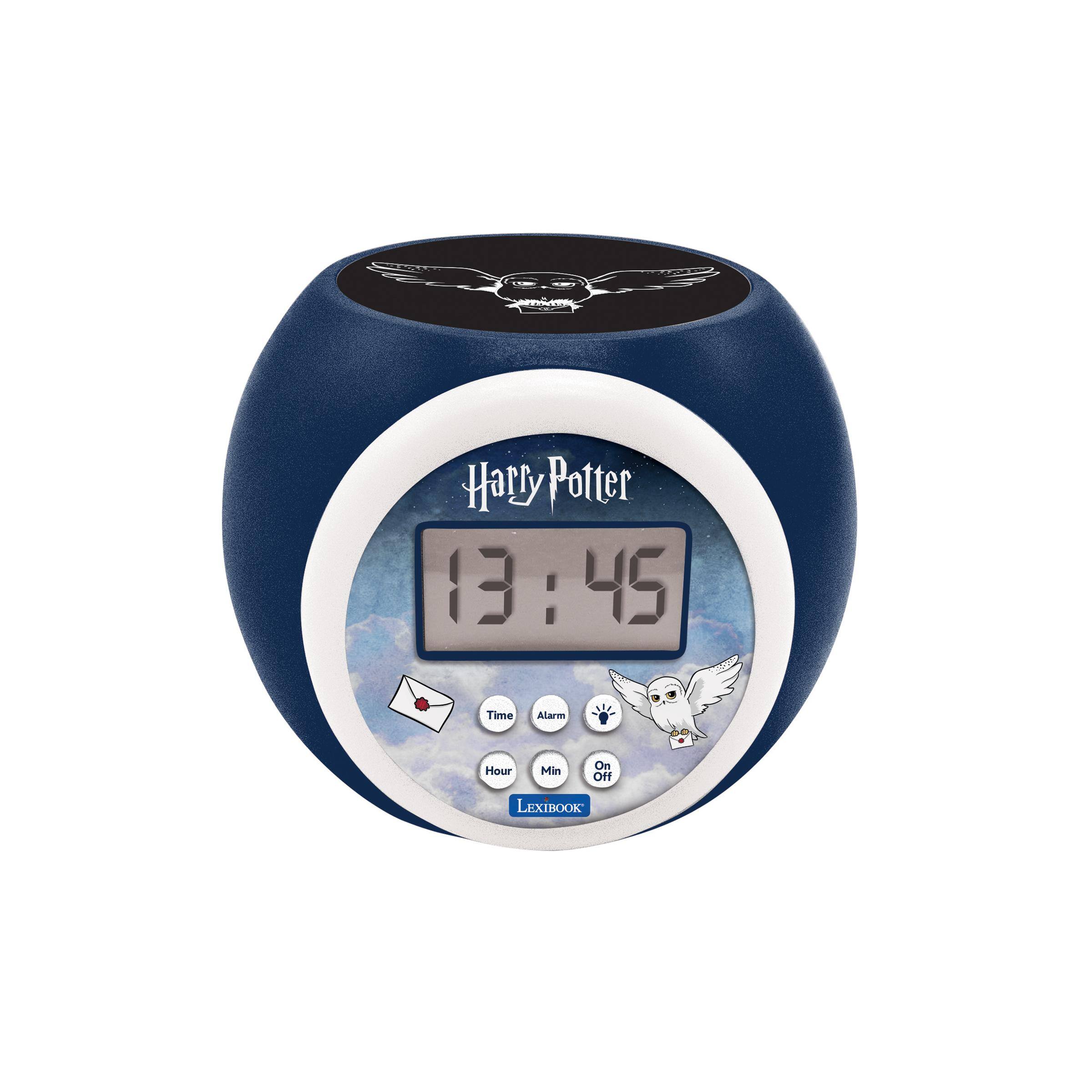 Harry Potter  
13:45  
Time  
Alarm  
Hour  
Min  
On Off  
LEXIBOOK