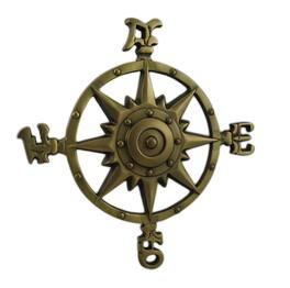 Zeckos - Antique Brass Finish Nautical Compass Rose Indoor/Outdoor Wall Hanging - Gold