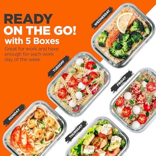 READY ON THE GO! with 5 Boxes  
Great for work and have enough for each work day of the week  
TUESDAY  
WEDNESDAY  
FRIDAY  
MONDAY  
THURSDAY