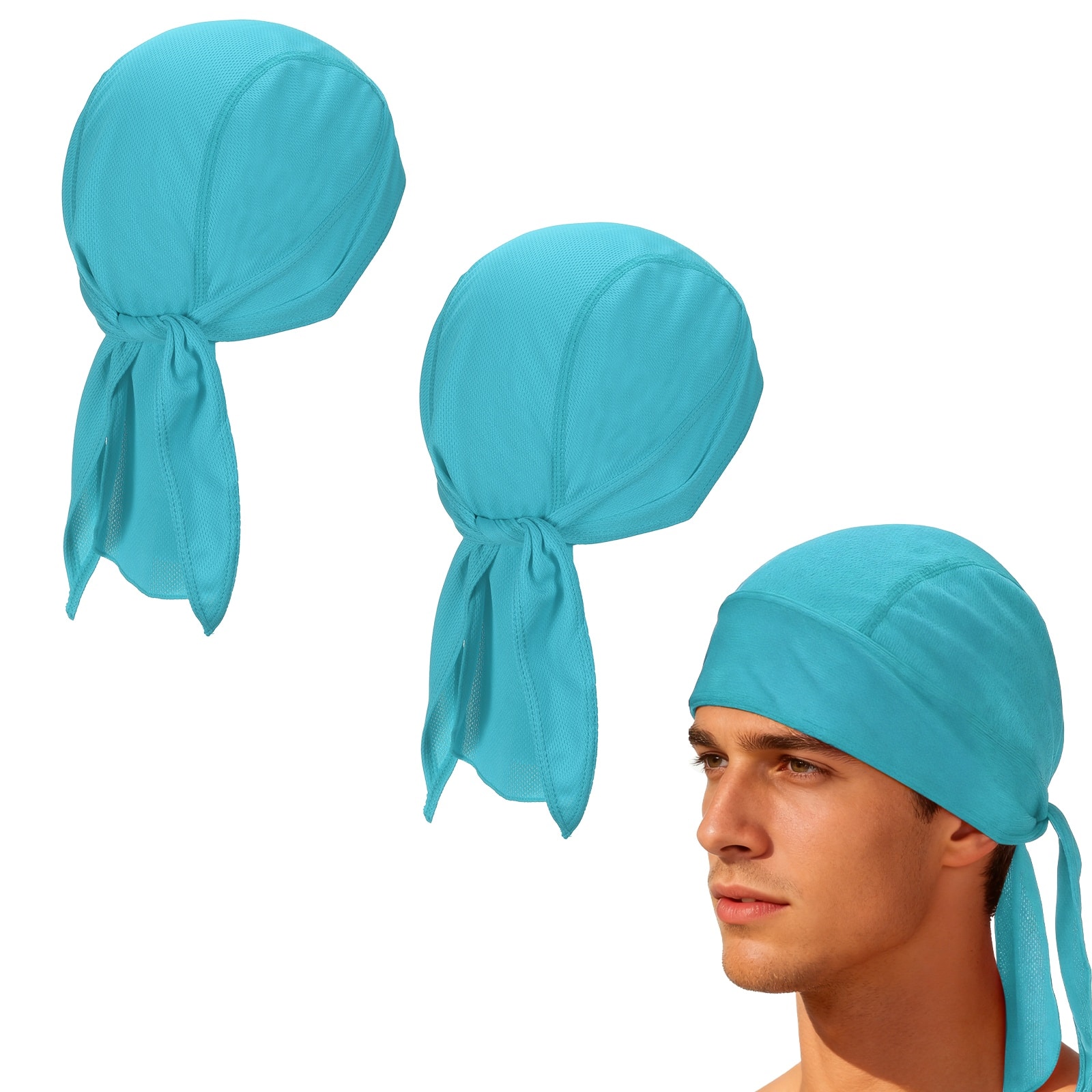 Unique Bargains - Cooling Do Rags, Sweat Wicking Skull Caps, Breathable Motorcycle Head Wrap, 2pcs - For M/W, Cycling/Running/Hiking - Sky Blue price history on PriceWatchPro