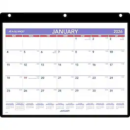 AT-A-GLANCE - 2026 11" x 8" Wet-Erase Desk or Wall Calendar - White/Purple