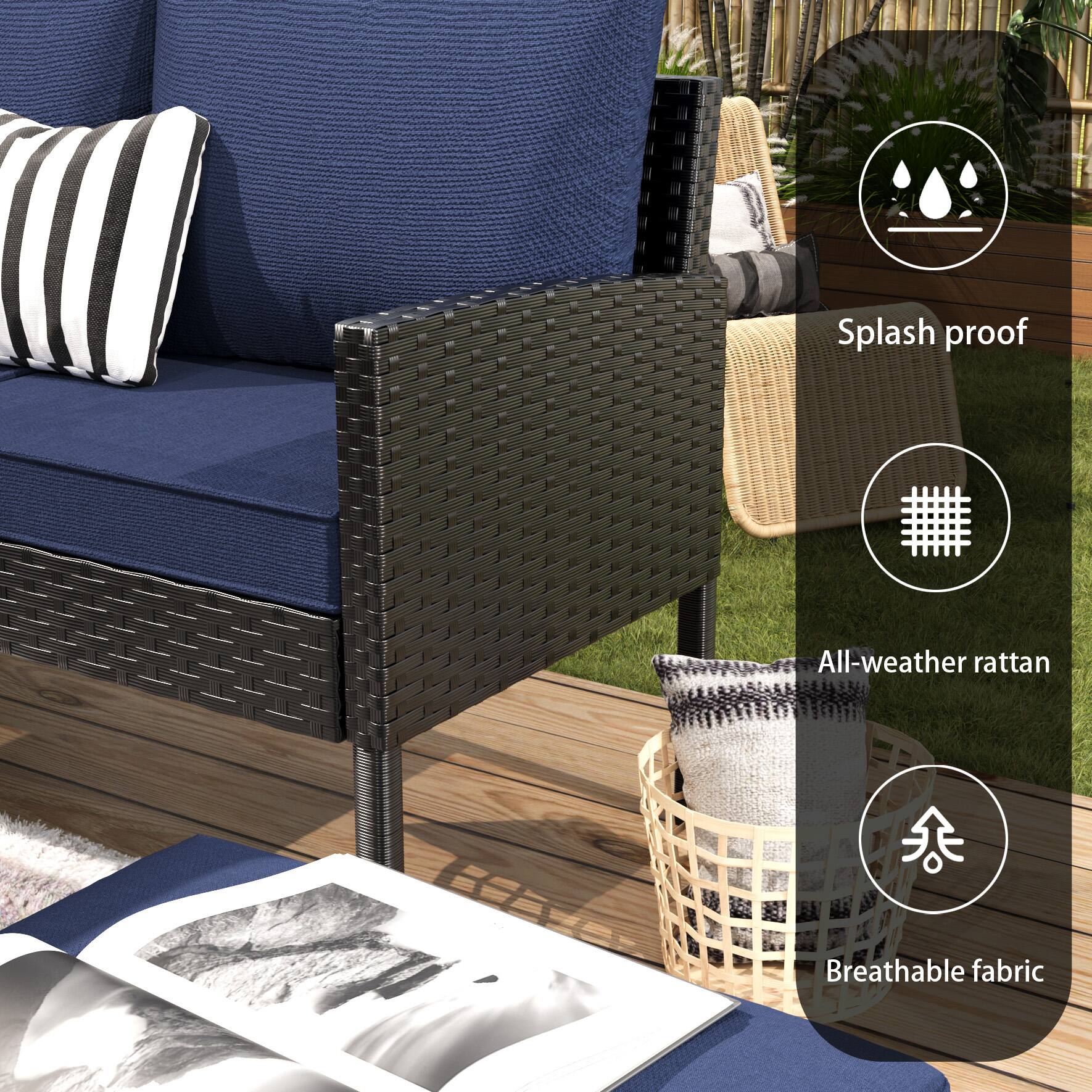 - Splash proof
- All-weather rattan
- Breathable fabric