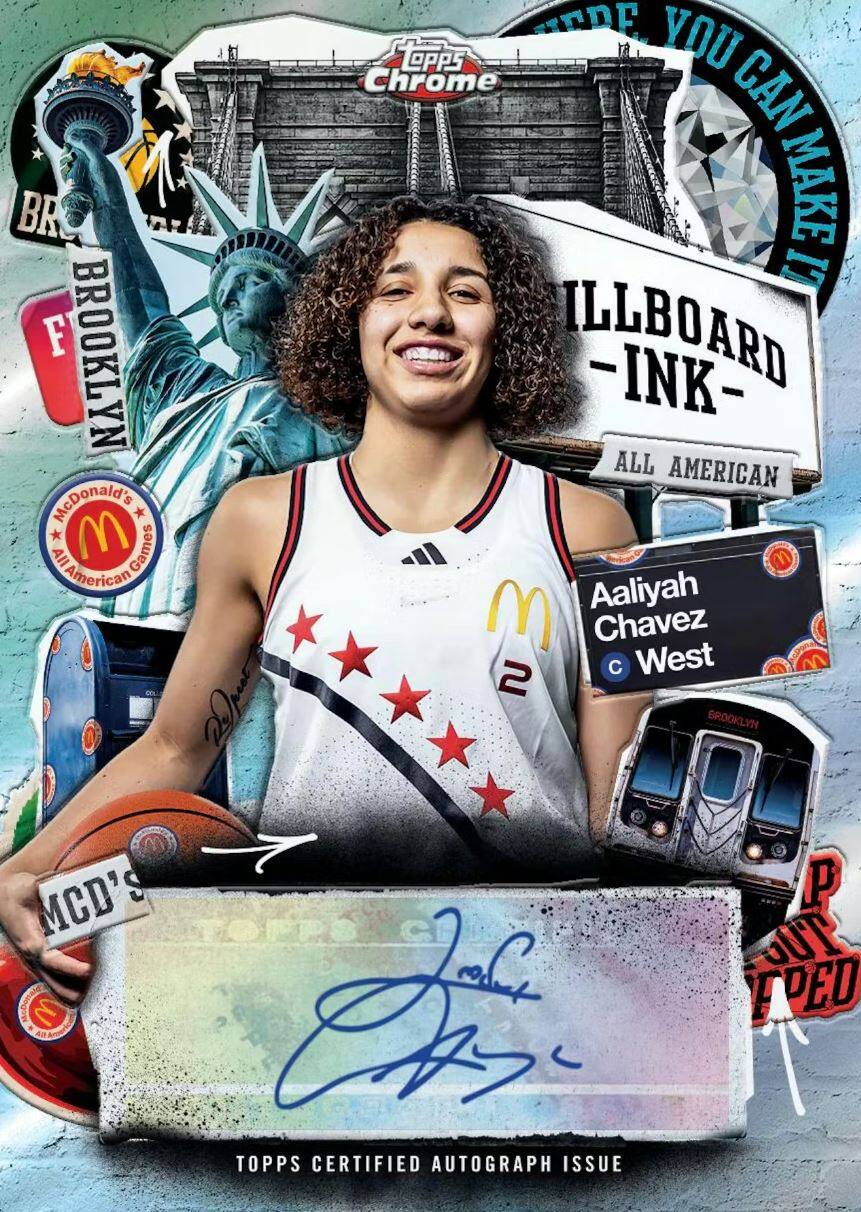 BR F BROOKLYN McDonald's * All M Games American S SEDE YOU Opps Chrome CAN MAKE LI ILLBOARD -INK- ALL AMERICAN M Aaliyah Chavez C West M 2 GROOKLYN MCD'S W P PUT EPED TOPPS CERTIFIED AUTOGRAPH ISSUE

Corrected text:

BR F BROOKLYN McDonald's * All American Games * ILLBOARD -INK- ALL AMERICAN M Aaliyah Chavez C West M 2 GROOKLYN MCD'S W P PUT EPED TOPPS CERTIFIED AUTOGRAPH ISSUE