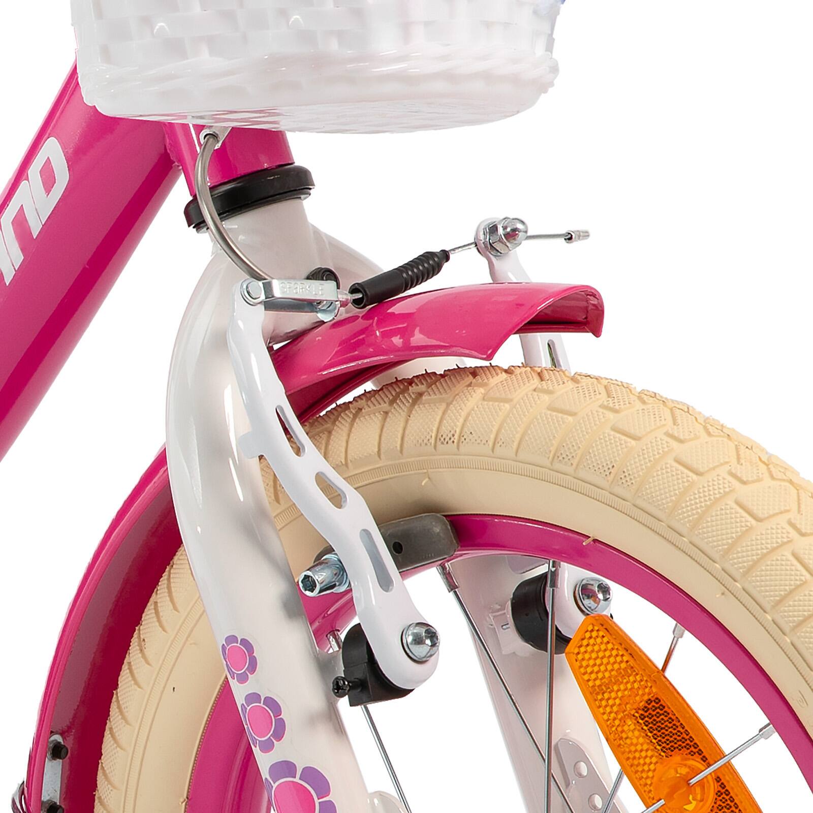 Alt View 7. HILAND - Petal Girls Kids Bike 14 Inch, Toddler Bicycle with Training Wheels & Basket, Kids Bicycle for 3-5 Years Old, Pink - Pink.