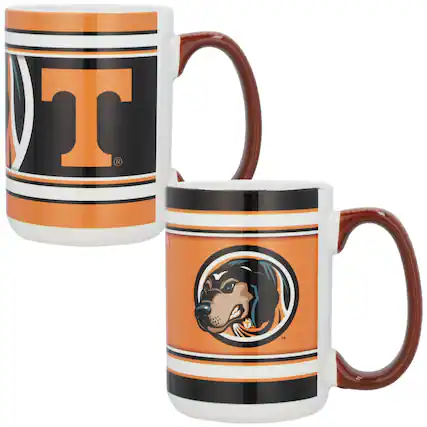 Front. Indigo Falls - Tennessee Volunteers 15oz. Home & Away 2-Pack Mug Set - Multicolor.