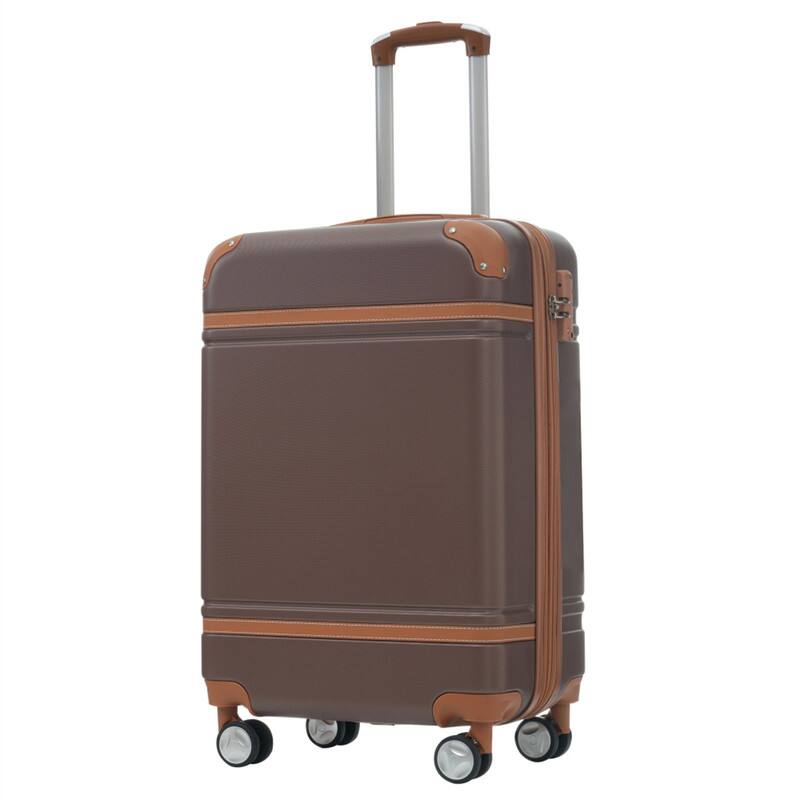 Alt View 6. HTUTWOO - Hardshell Luggage Sets 3 Pieces - 20"+24" Luggages and Cosmetic Case, Spinner Suitcase with TSA Lock, Lightweight - Brown.