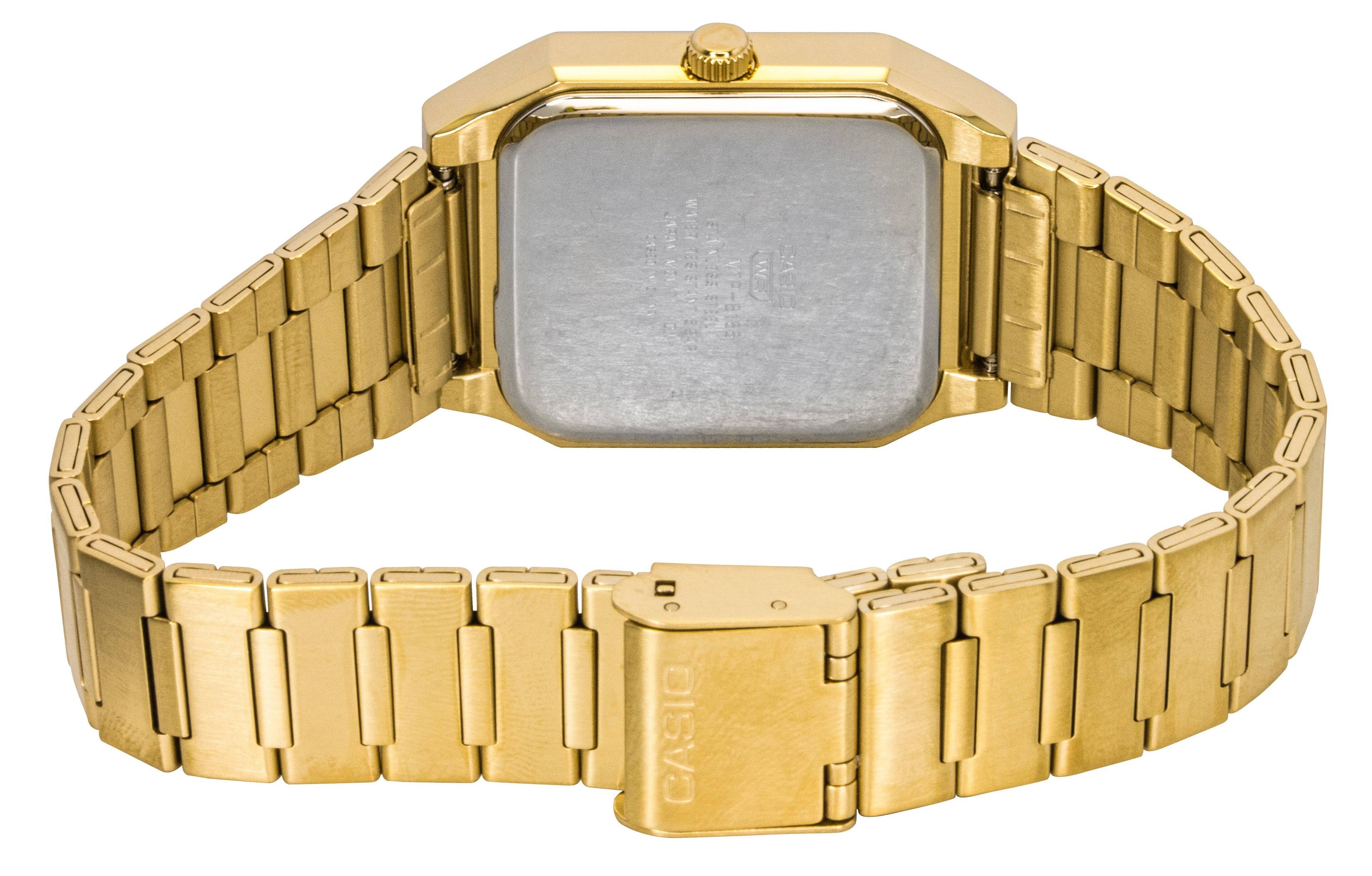 Casio Standard Analog Stainless Steel Gold Dial Quartz MTP B185G