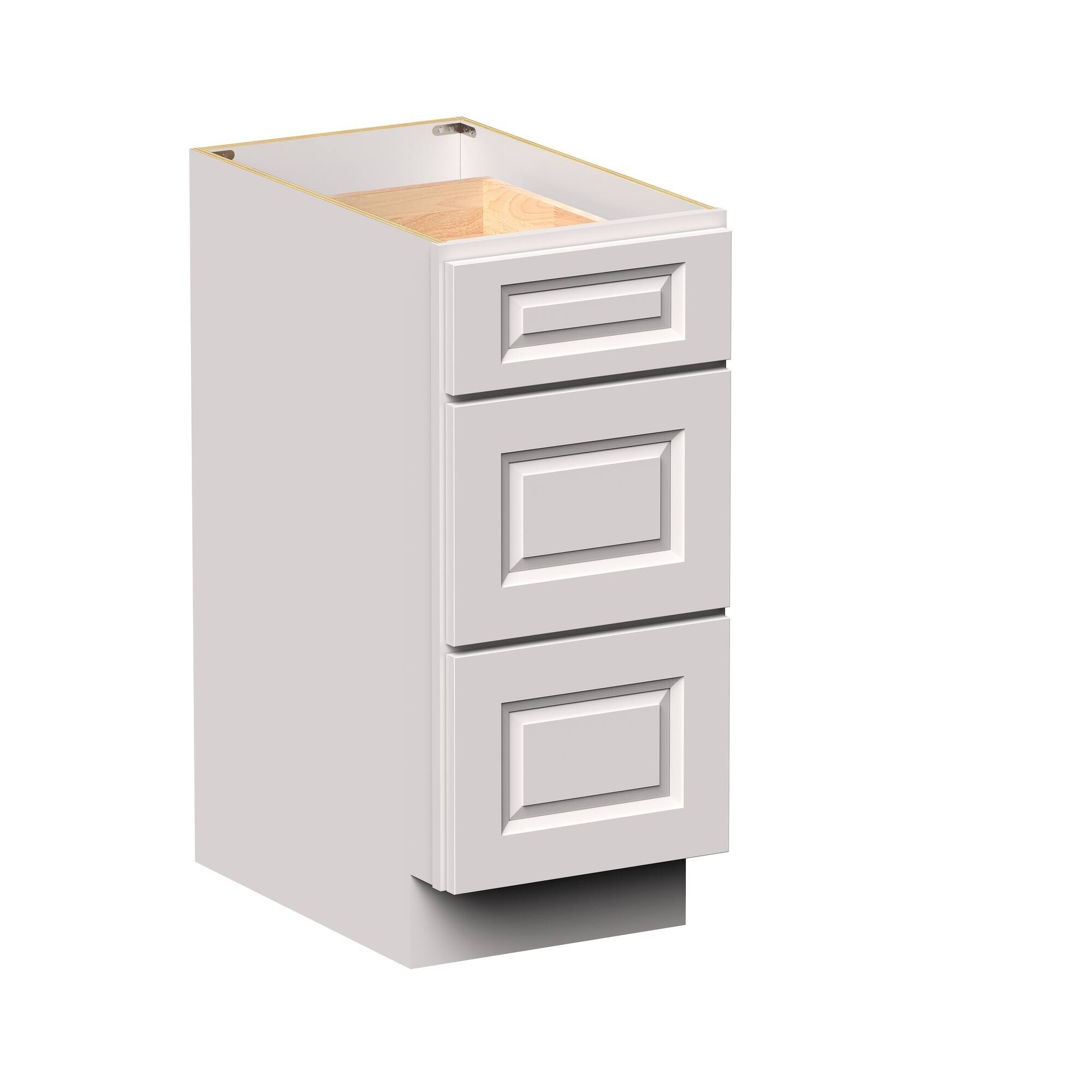 Angle. Boyel Living - 15-in W x 34.5-in H x 24-in D Shaker 3-Drawer Kitchen Base Cabinet with Soft-Close Slides - Glacier White.