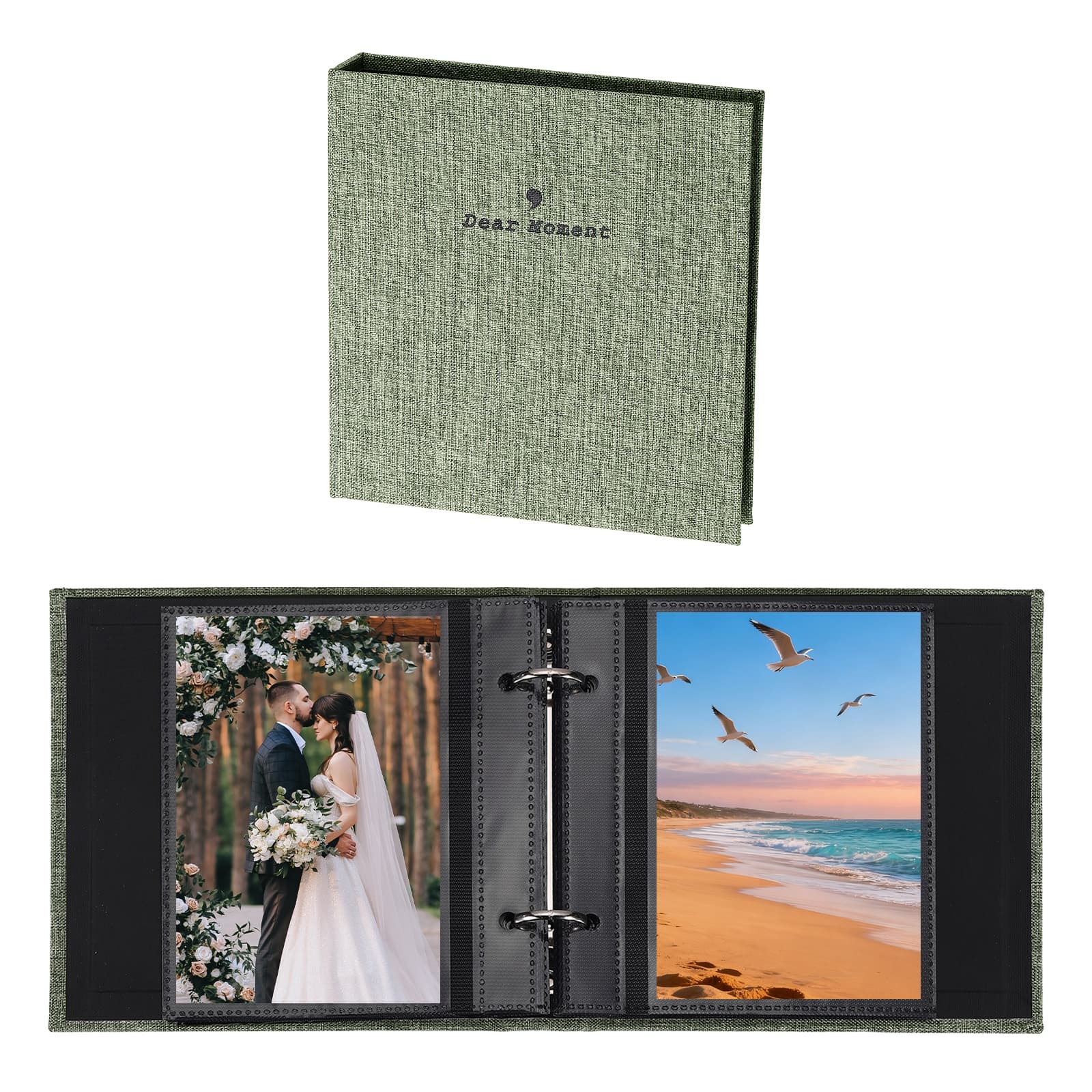 Unique Bargains - Small Photo Album 5.9x5.7 Inch Linen Picture Book, 25 Pages Holds 50 Photos Art Presentation Folder - Gray