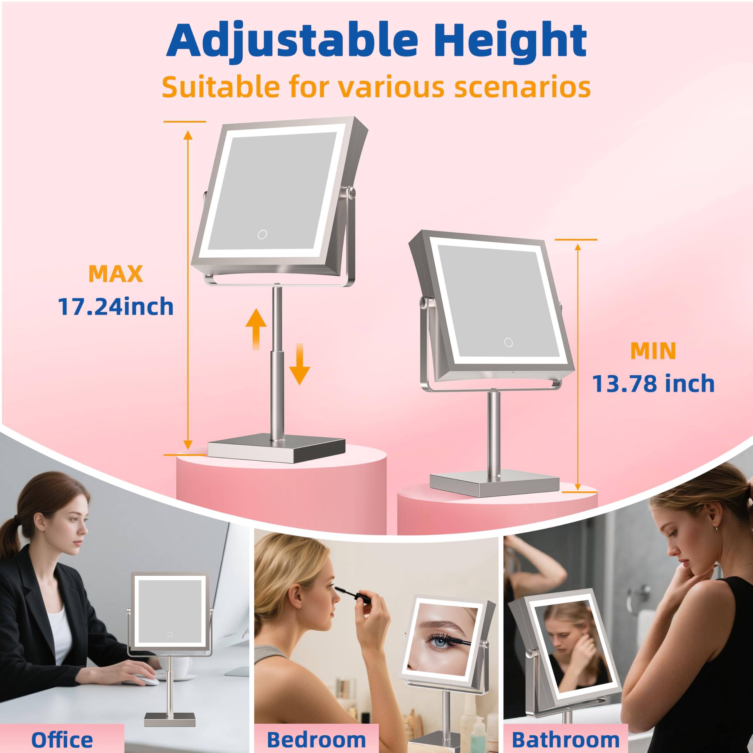 Alt View 3. Cedar Assembly - Mirror Lighted Magnifying Rechargeable Vanity Makeup Multi-Color Premium Quality Stylish Design - Antique Brass-wall.