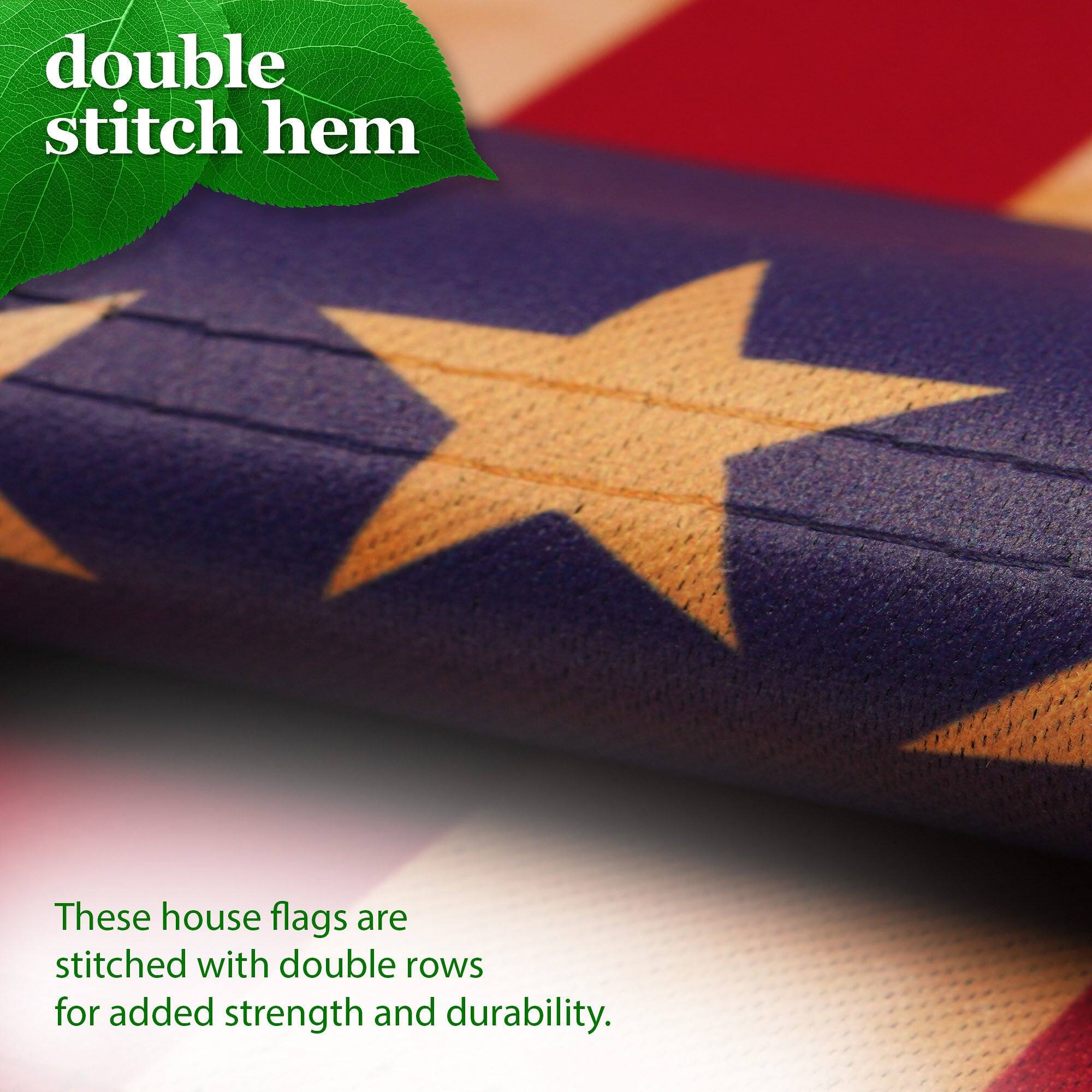 double stitch hem

These house flags are stitched with double rows for added strength and durability.