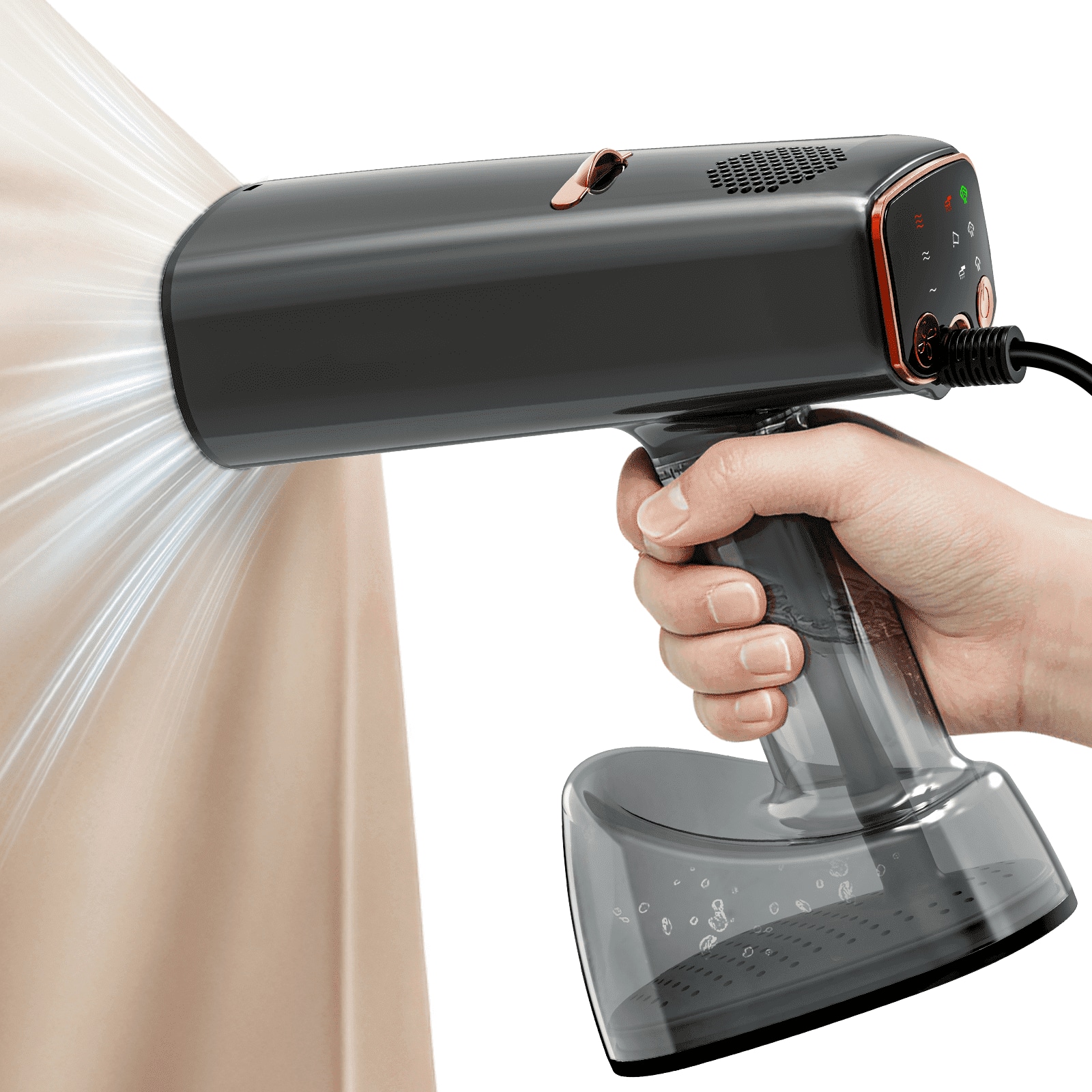 Loheer - Vacuum Steamer for Clothes, 5000Pa Suction Handheld Steamer, 1750W Portable Travel Steamer, 440ml Tank - Space Gray