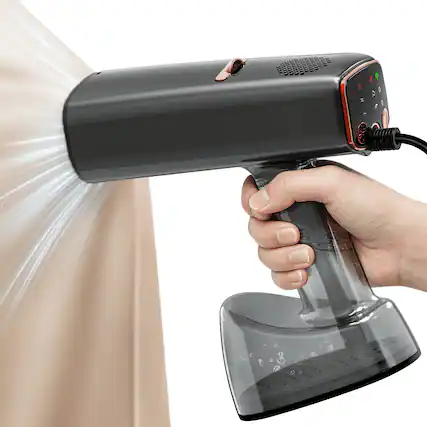 Front. Loheer - Vacuum Steamer for Clothes, 5000Pa Suction Handheld Steamer, 1750W Portable Travel Steamer, 440ml Tank - Space Gray.
