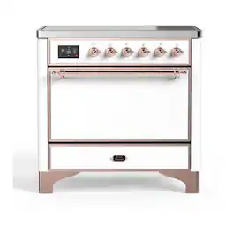 ILVE - Majestic II 36 inch Induction Range with 5 Elements ( Copper Trim) - White