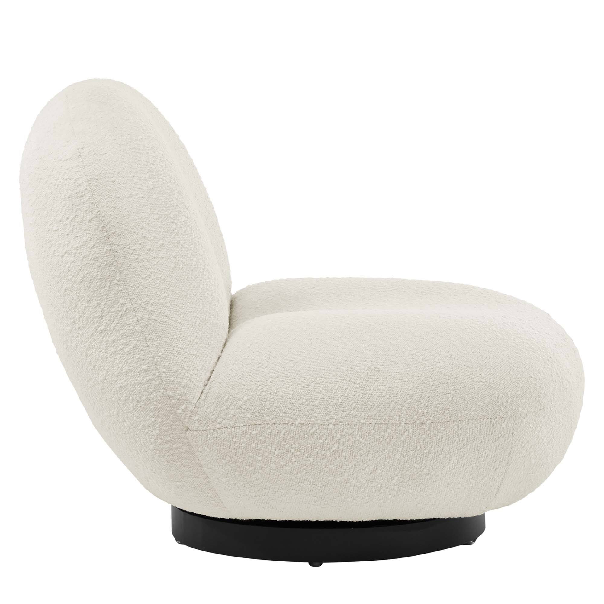 Alt View 1. Modway - Kindred Boucle Upholstered Upholstered Fabric Swivel Chair by Modway - Black Ivory.